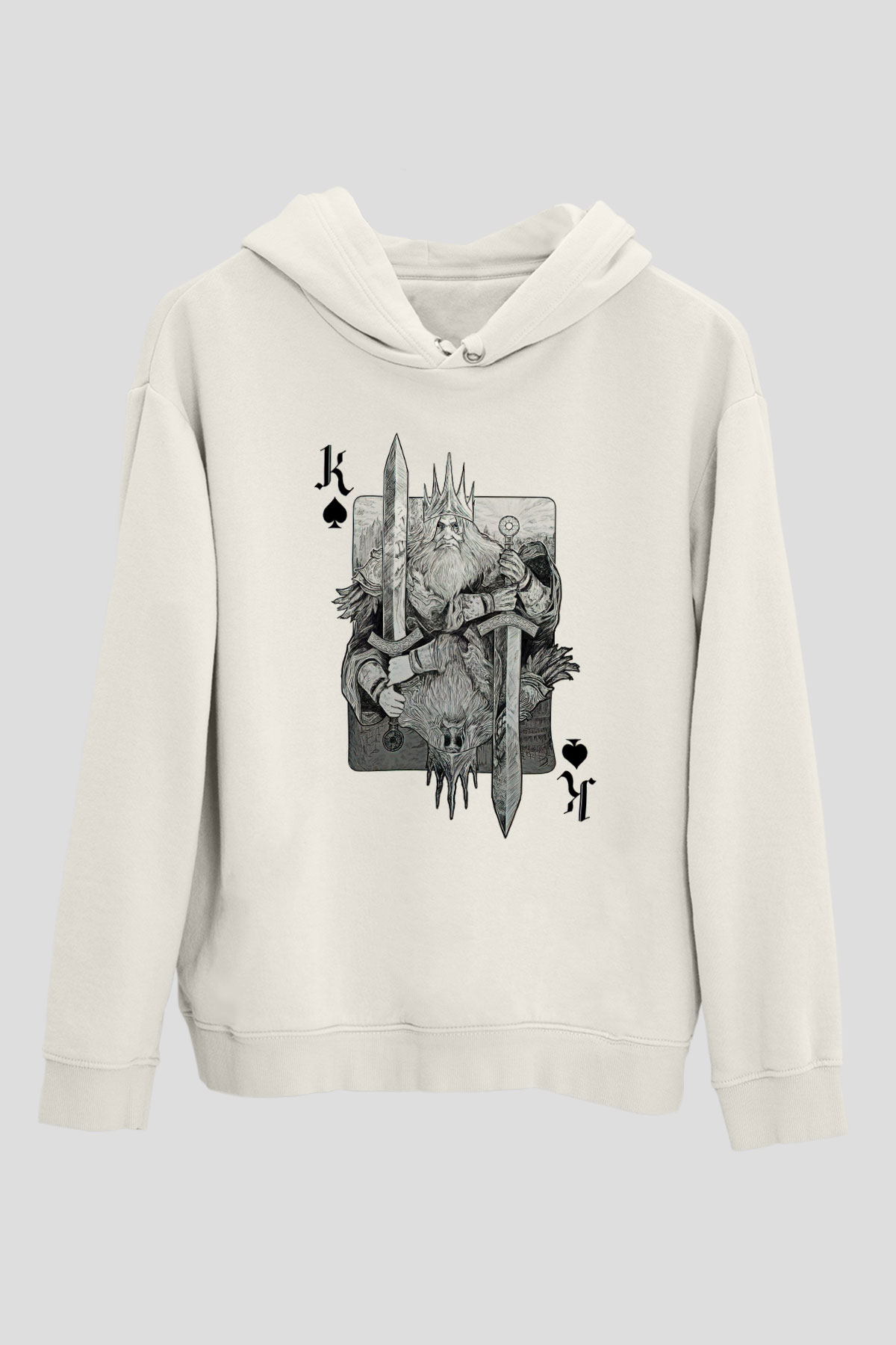 Dark Souls Baskılı Beyaz Unisex Kapüşonlu Sweatshirt