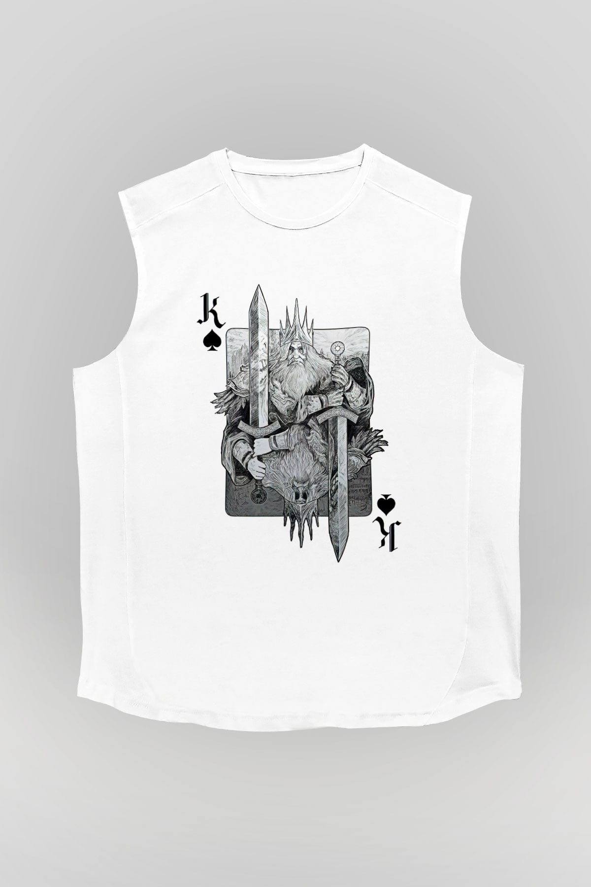 Dark Souls Baskılı Beyaz Unisex Kolsuz Tişört - Tshirt