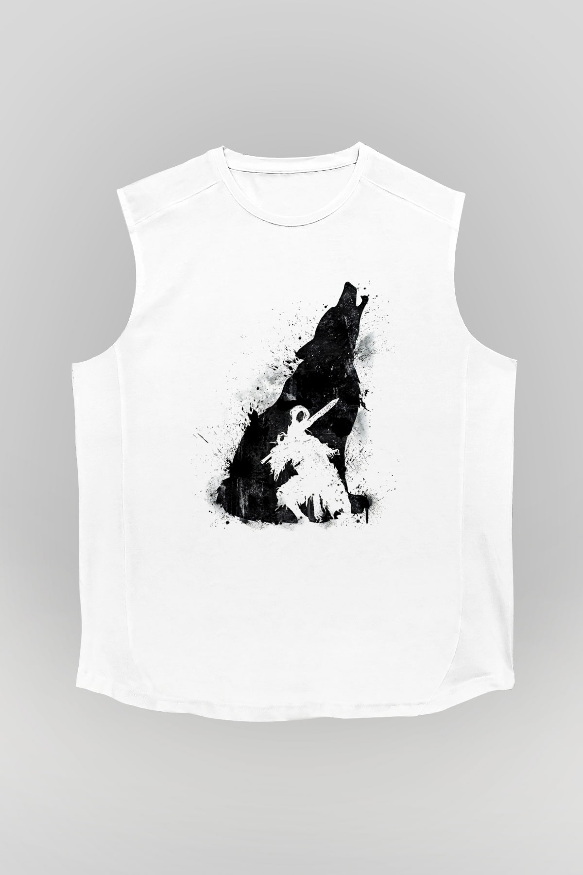 Dark Souls Baskılı Beyaz Unisex Kolsuz Tişört - Tshirt