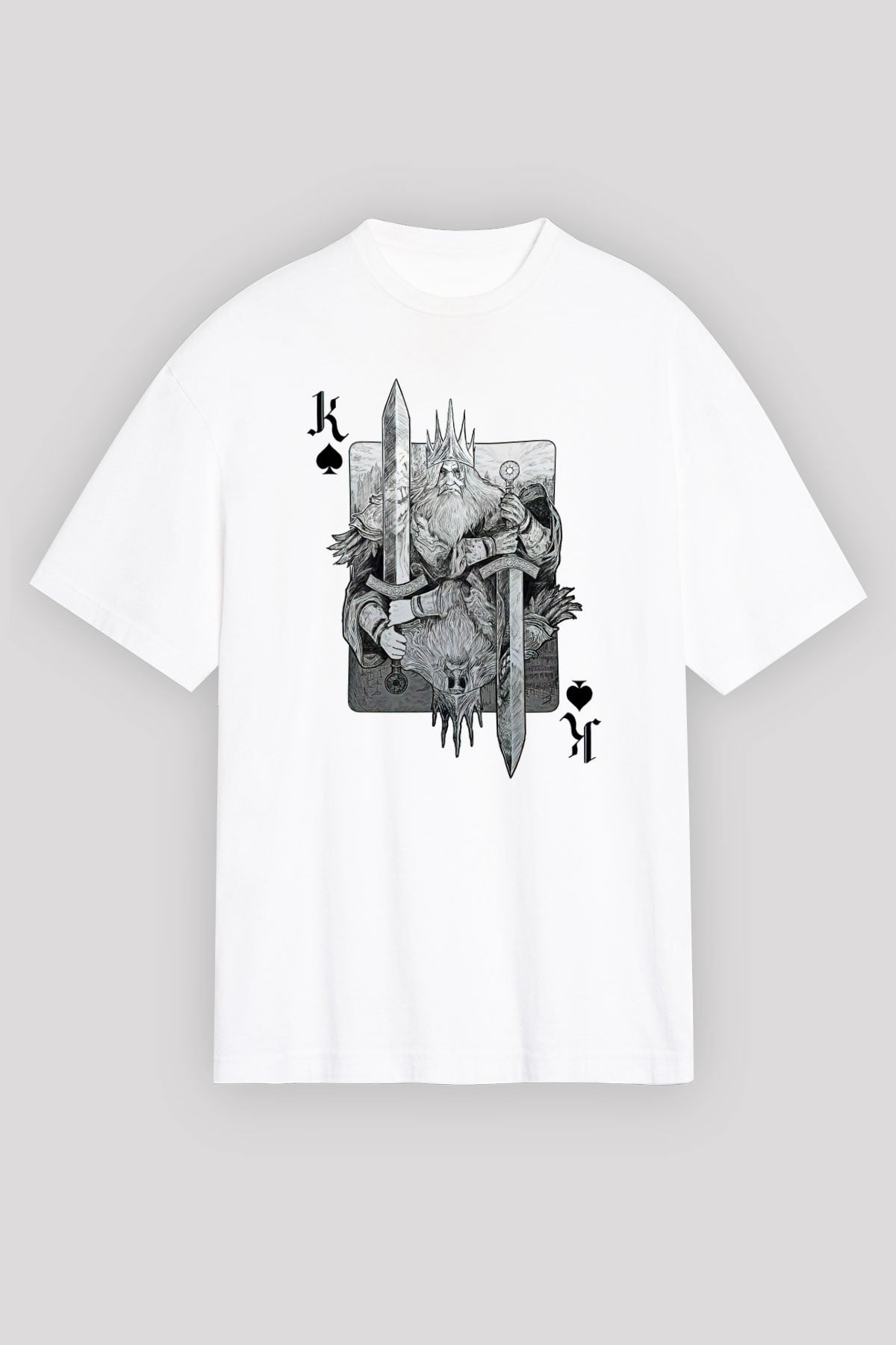 Dark Souls Baskılı Beyaz Unisex Oversize Tişört - Tshirt