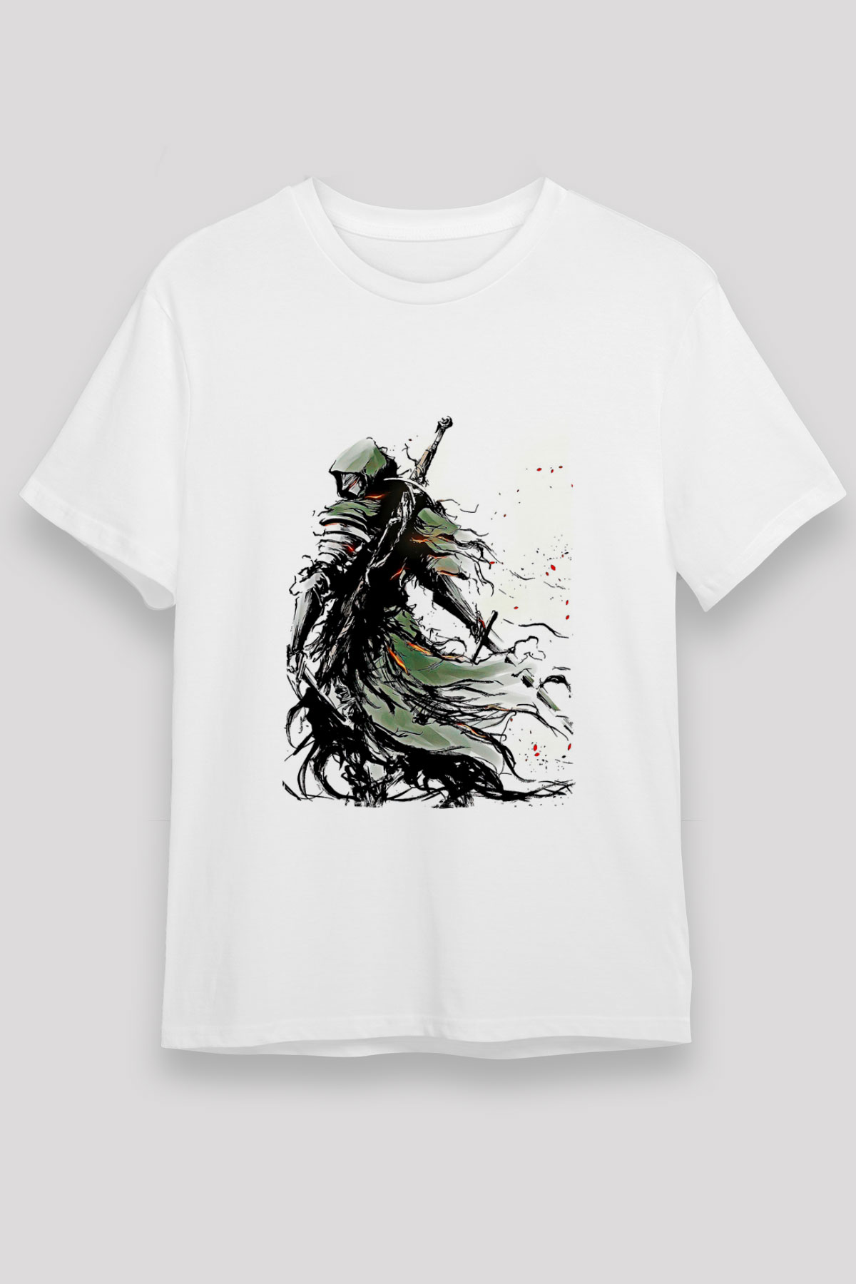 Dark Souls Baskılı Unisex Beyaz Tişört - Tshirt