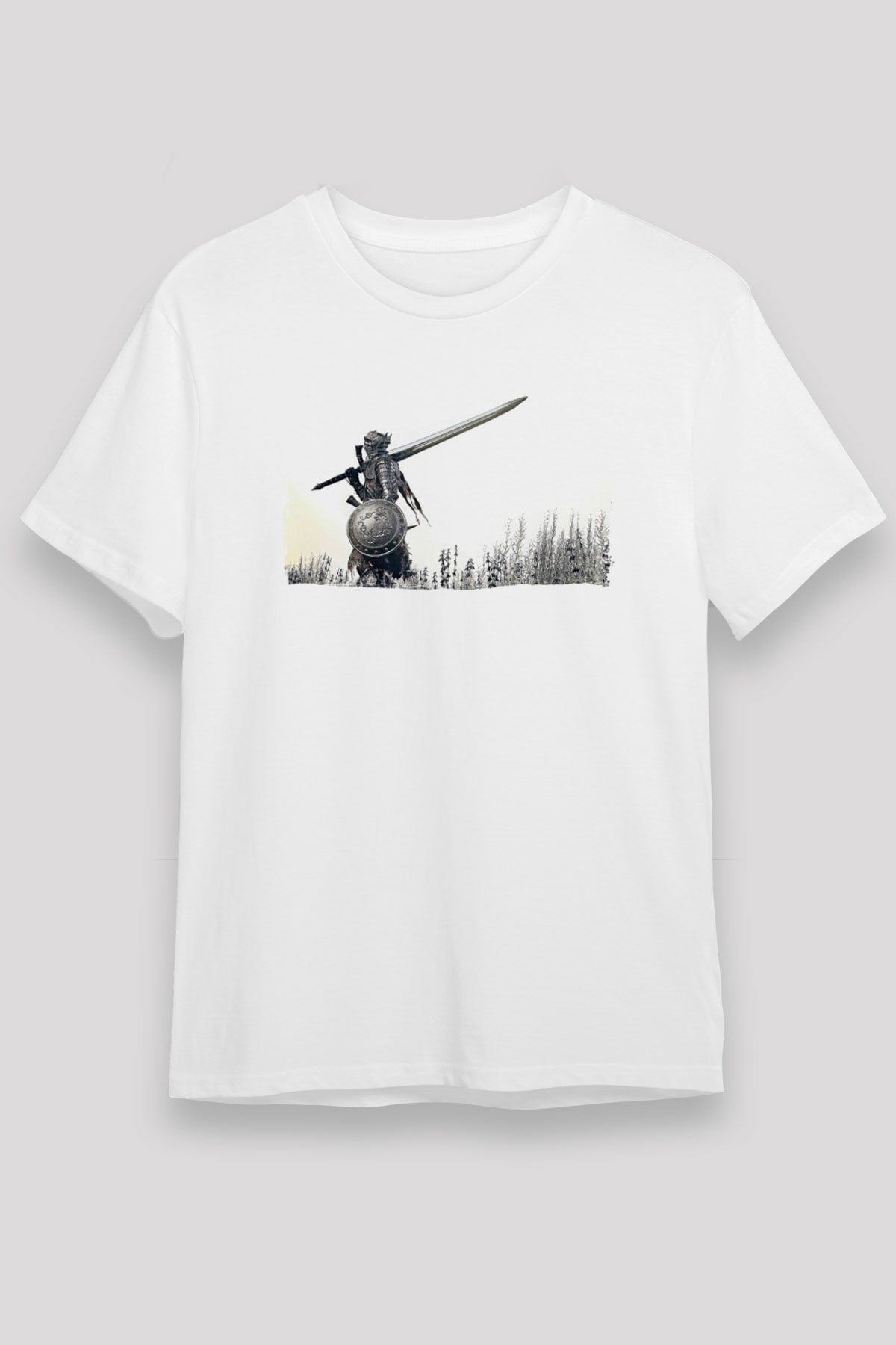 Dark Souls Baskılı Unisex Beyaz Tişört - Tshirt