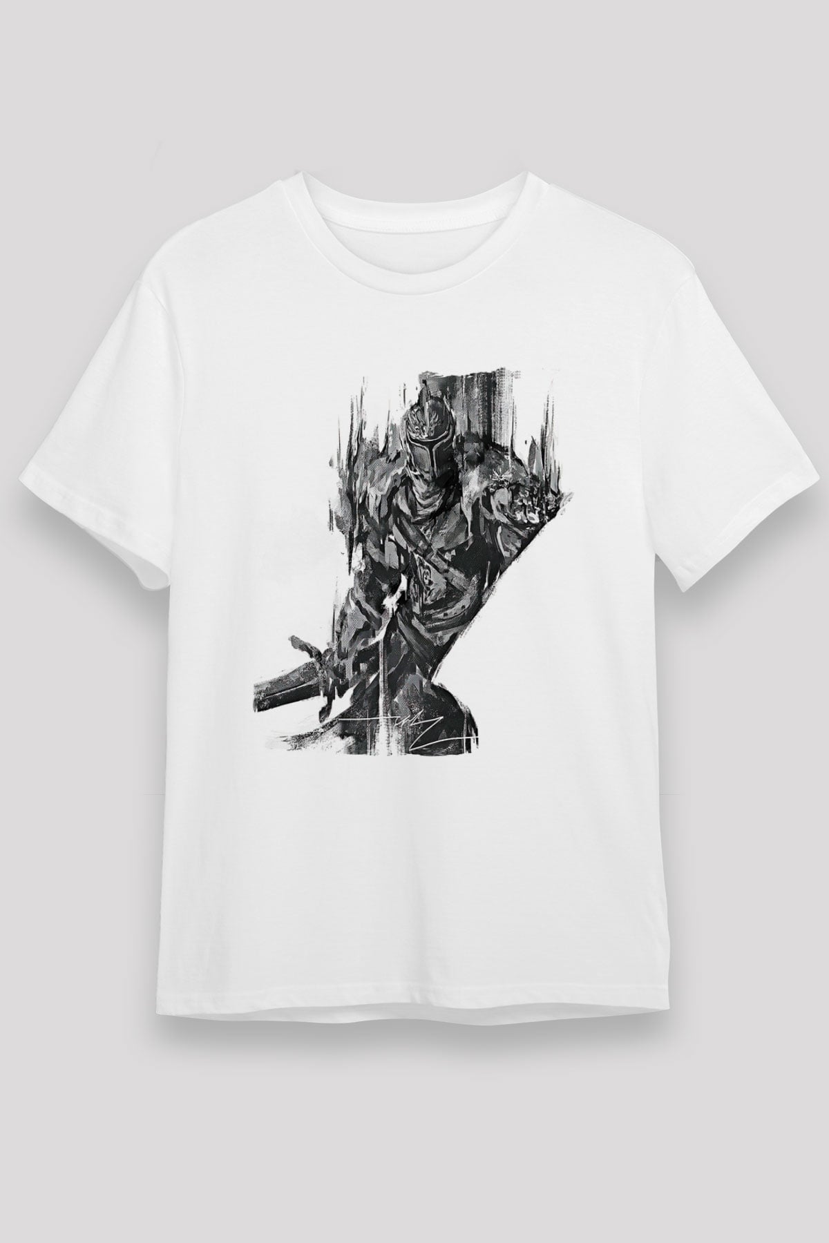 Dark Souls Baskılı Unisex Beyaz Tişört - Tshirt