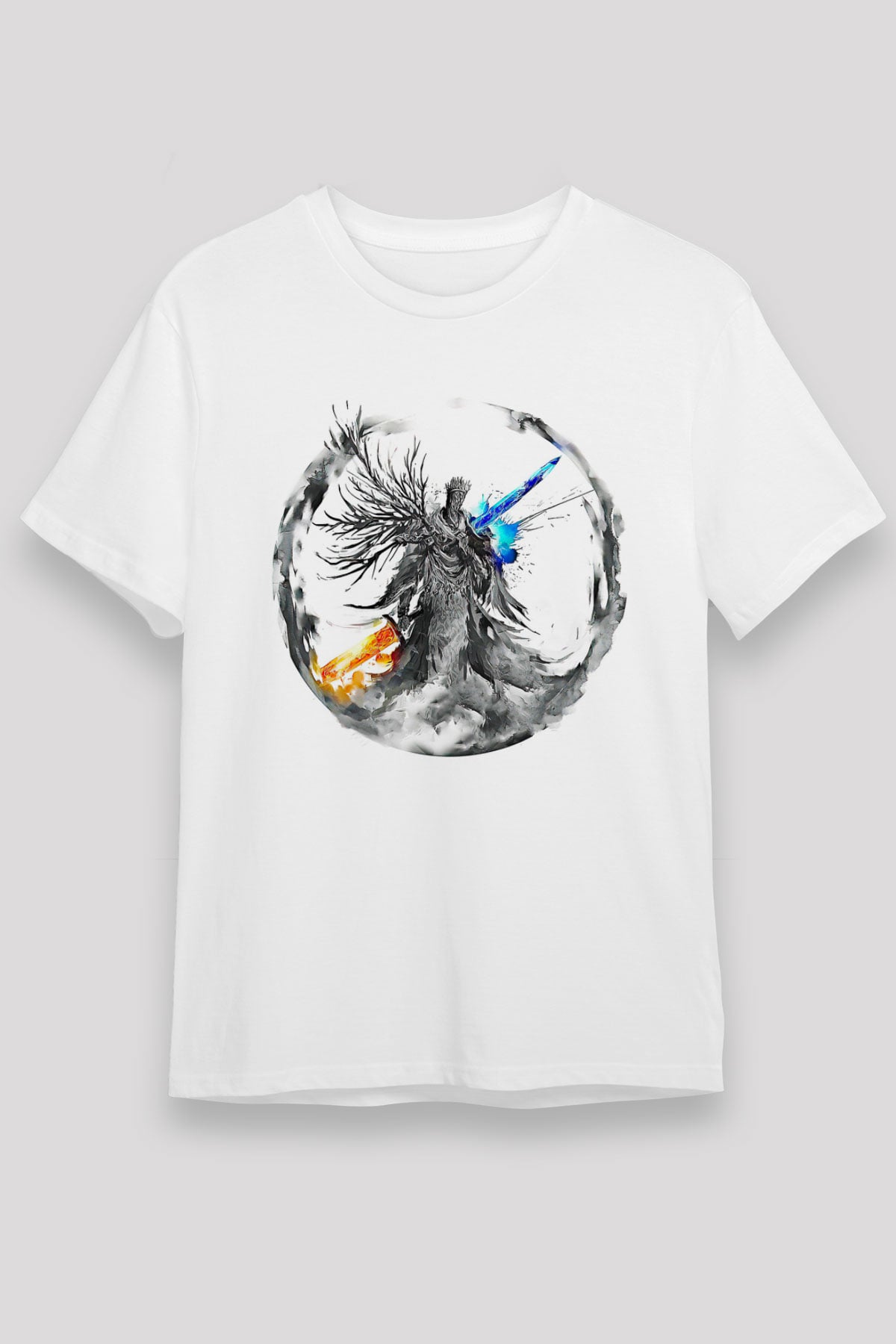 Dark Souls Baskılı Unisex Beyaz Tişört - Tshirt