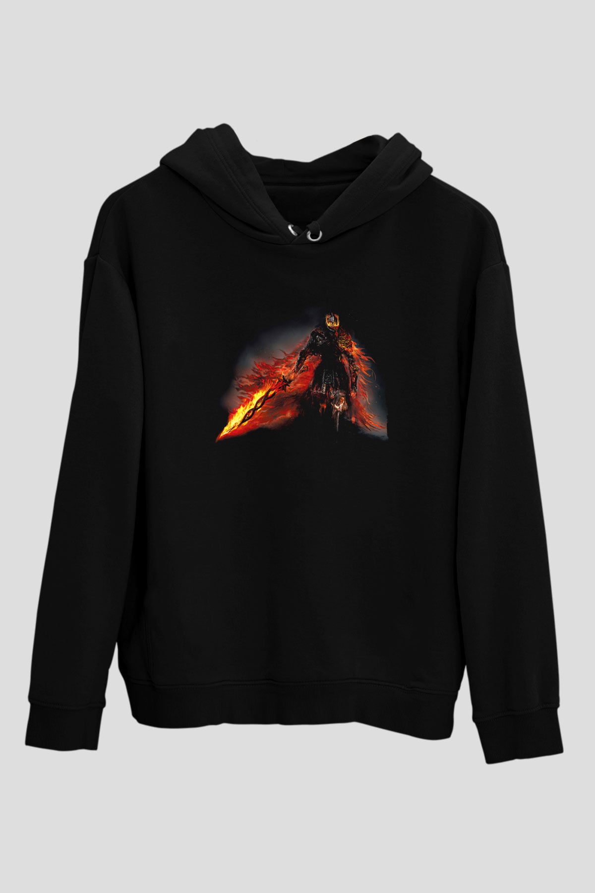Dark Souls Baskılı Unisex Siyah Kapüşonlu Sweatshirt