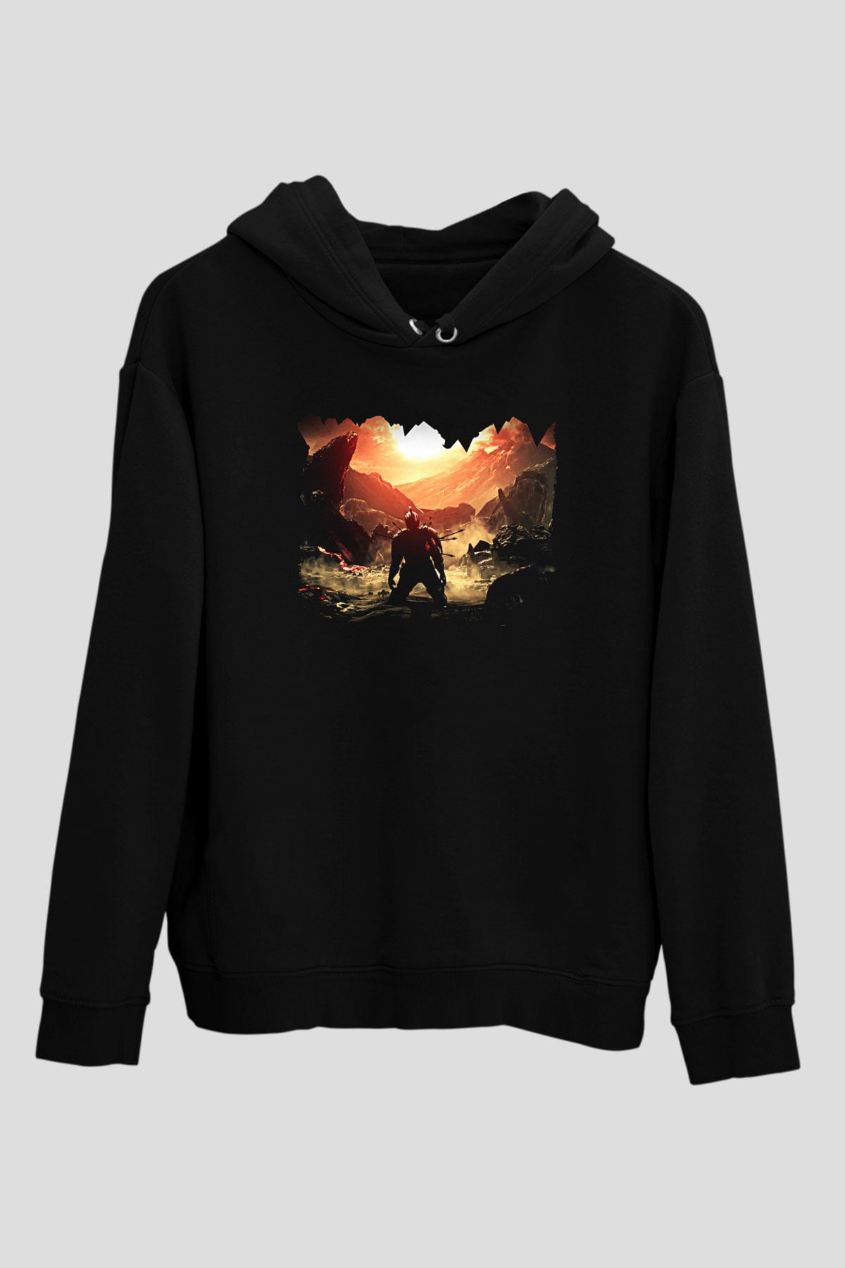 Dark Souls Baskılı Unisex Siyah Kapüşonlu Sweatshirt