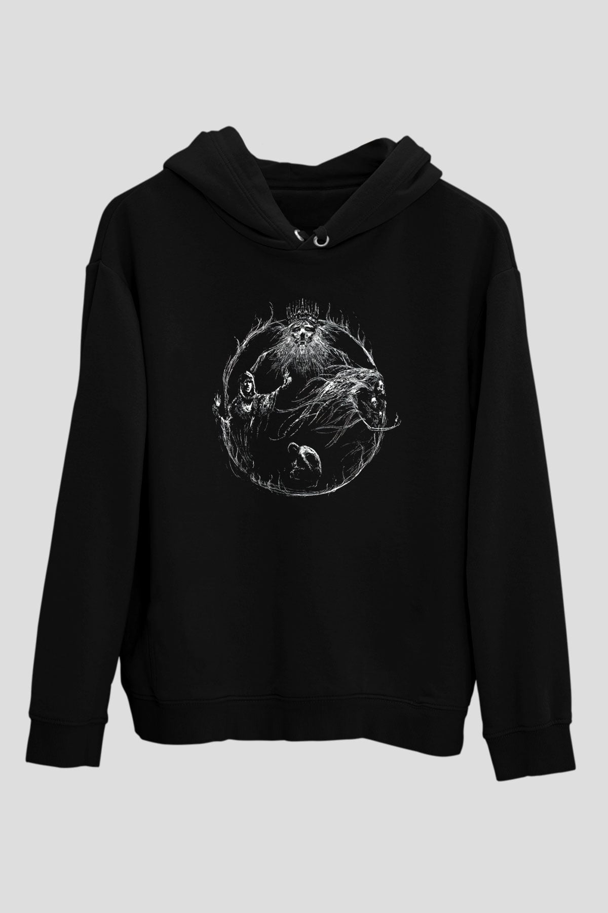 Dark Souls Baskılı Unisex Siyah Kapüşonlu Sweatshirt