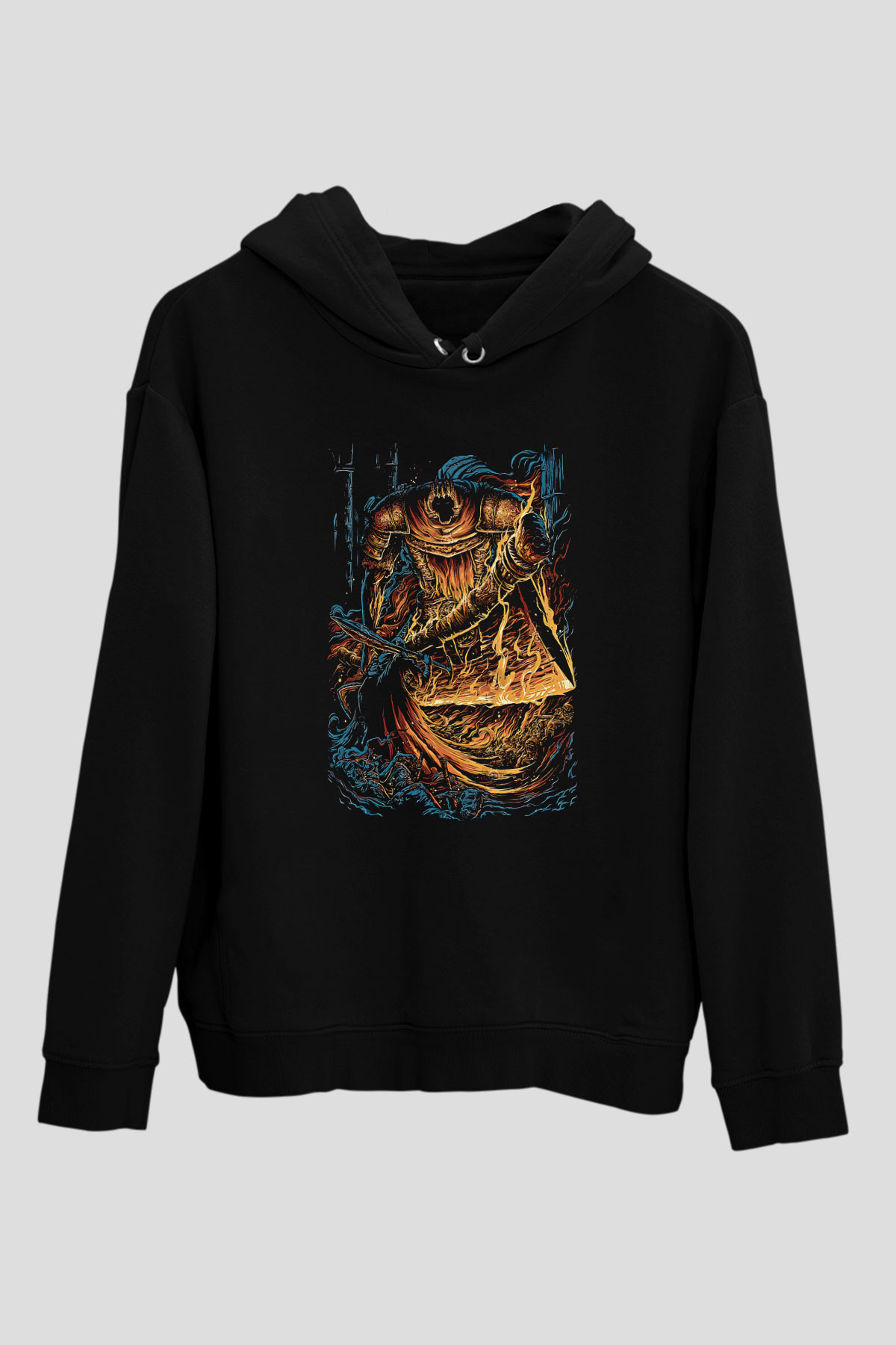 Dark Souls Baskılı Unisex Siyah Kapüşonlu Sweatshirt