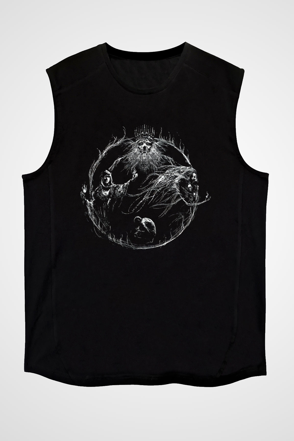 Dark Souls Baskılı Unisex Siyah Kolsuz Tişört - Tshirt