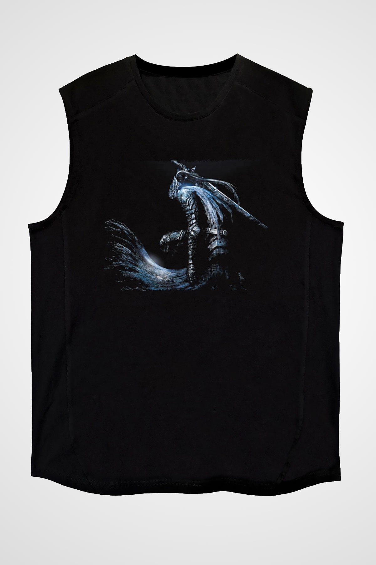 Dark Souls Baskılı Unisex Siyah Kolsuz Tişört - Tshirt