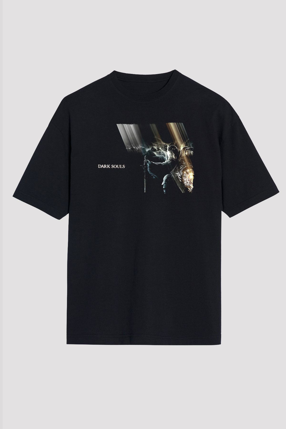 Dark Souls Baskılı Unisex Siyah Oversize Tişört - Tshirt