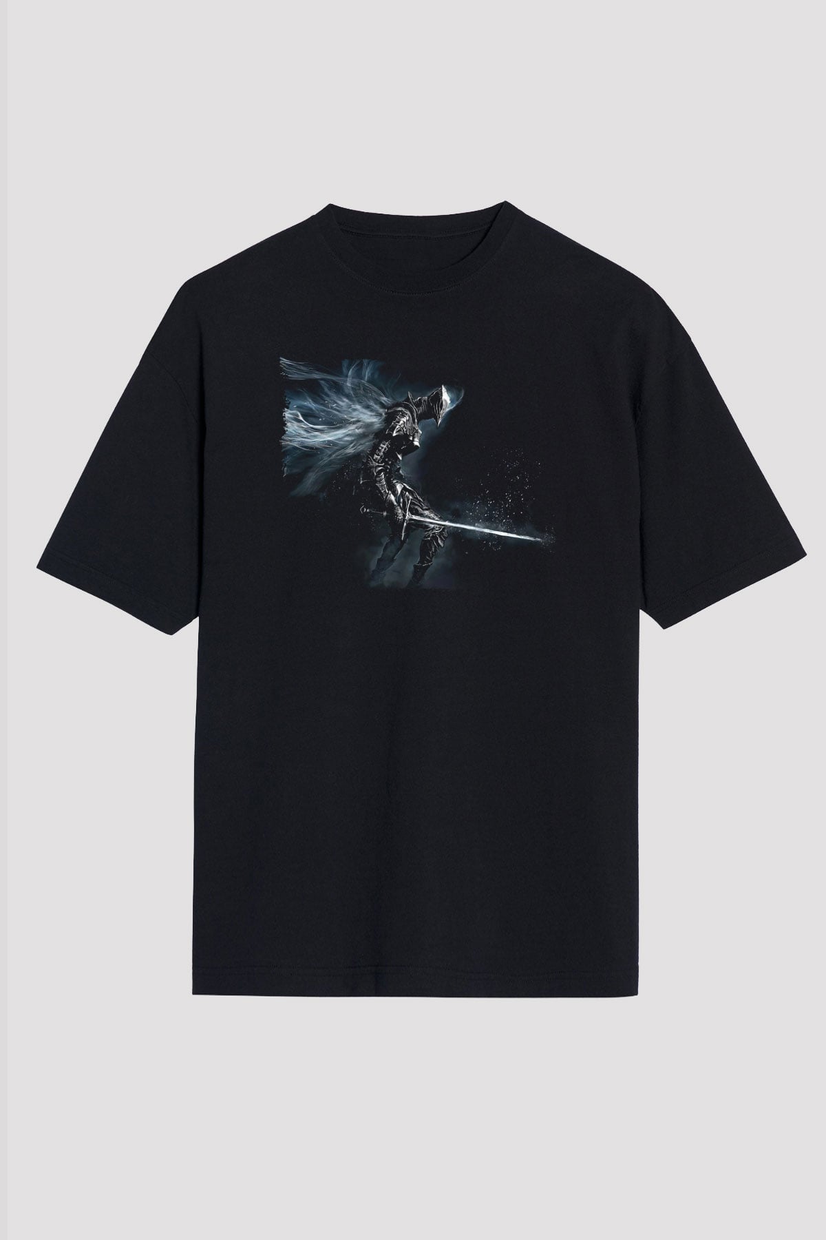 Dark Souls Baskılı Unisex Siyah Oversize Tişört - Tshirt