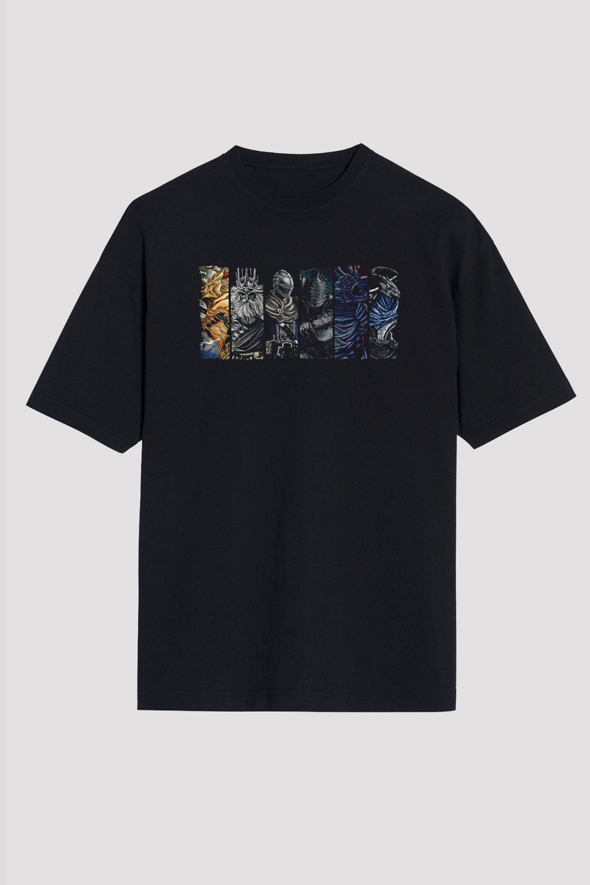 Dark Souls Baskılı Unisex Siyah Oversize Tişört - Tshirt