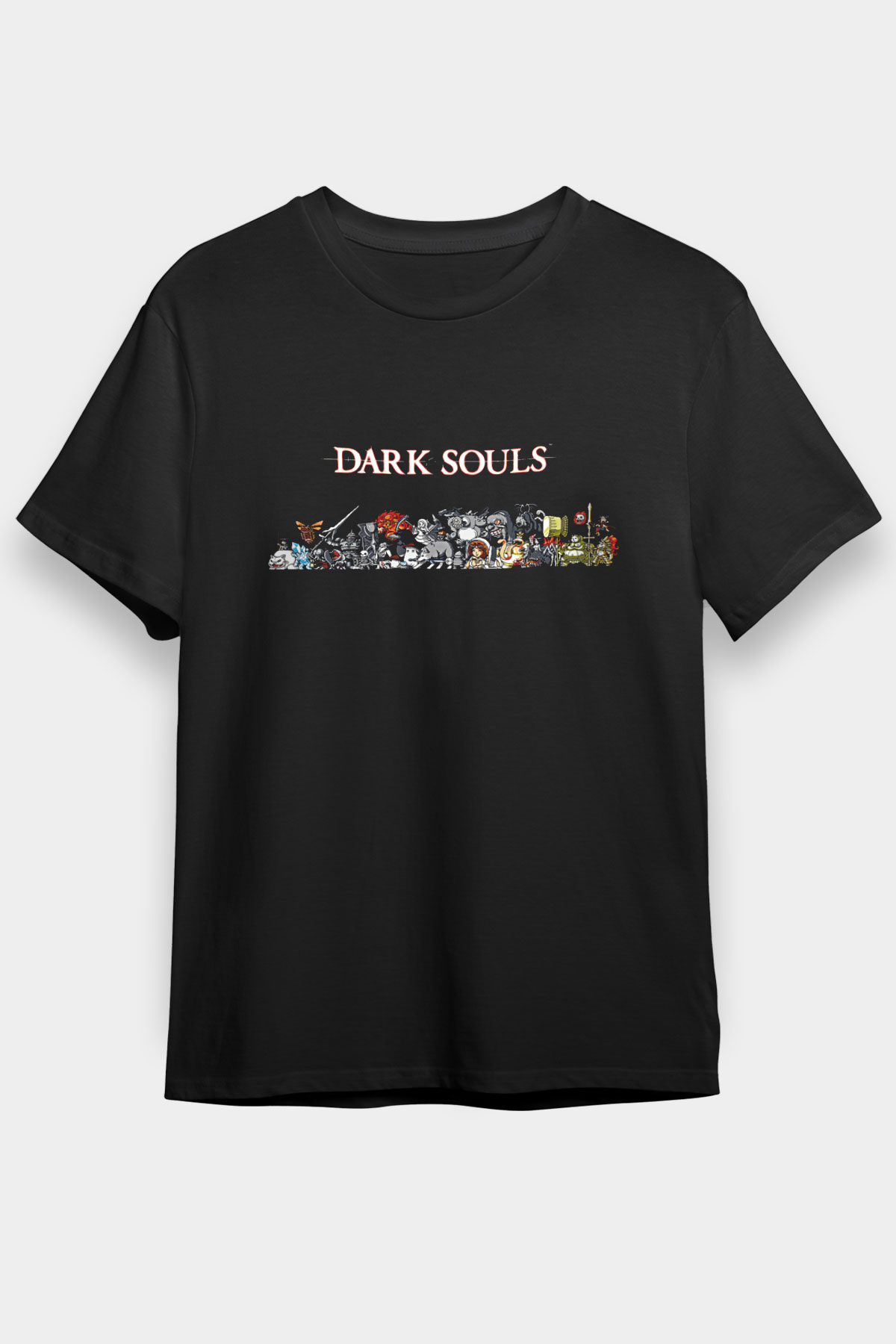 Dark Souls Baskılı Unisex Siyah Tişört - Tshirt
