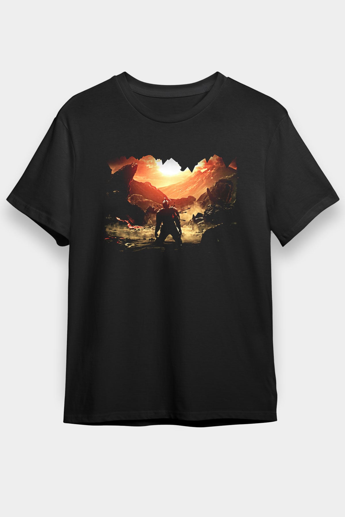 Dark Souls Baskılı Unisex Siyah Tişört - Tshirt