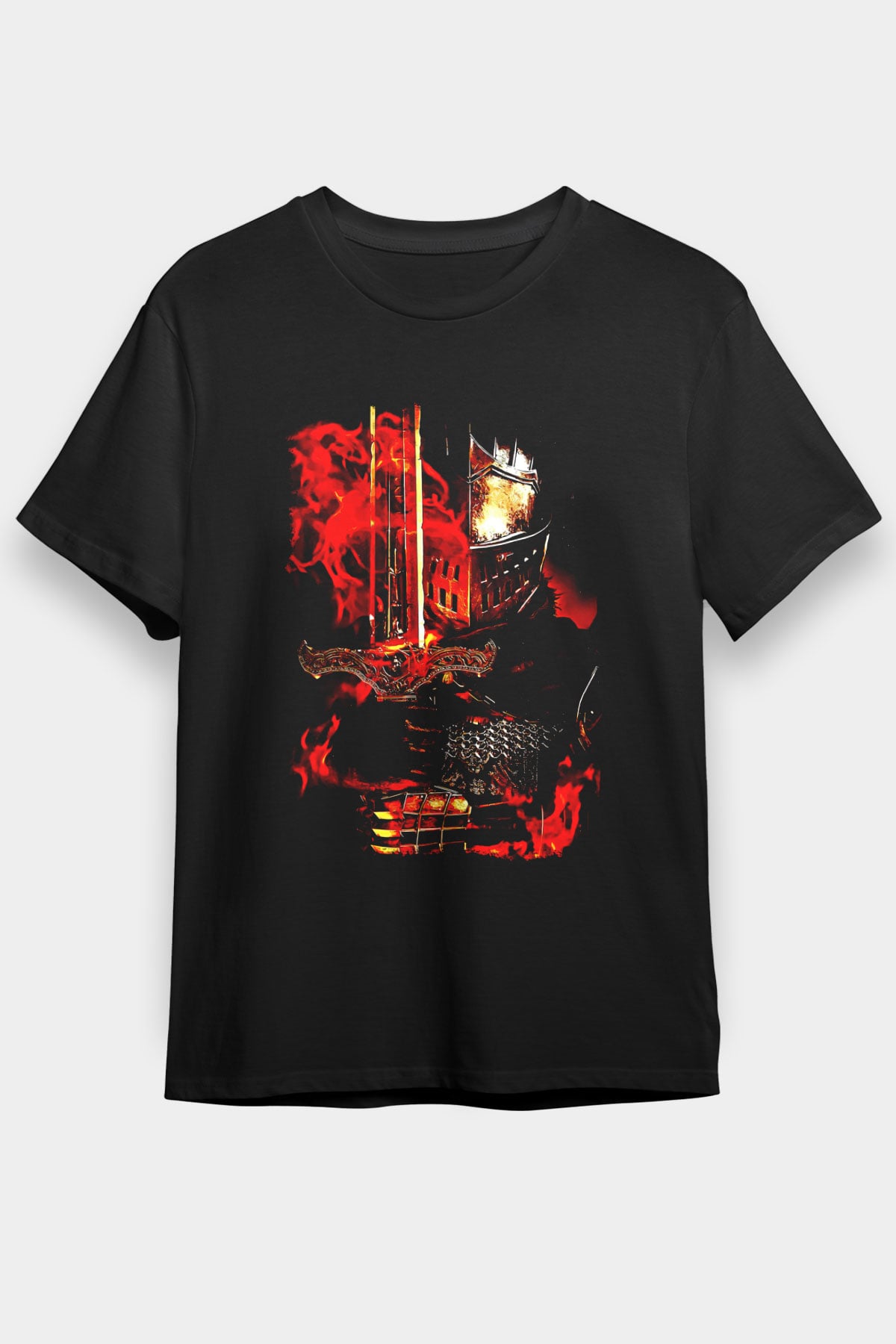 Dark Souls Baskılı Unisex Siyah Tişört - Tshirt