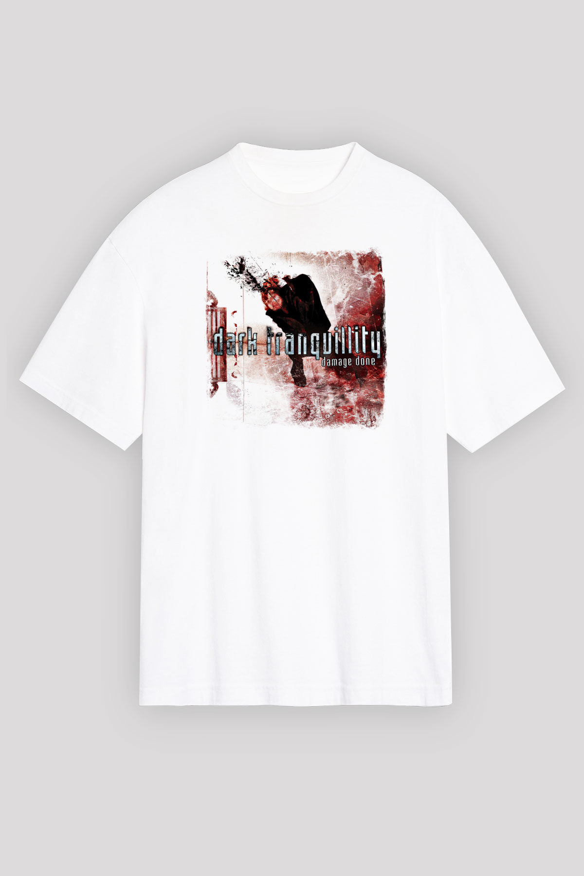 Dark Tranquillity Baskılı Unisex Beyaz Oversize Tişört