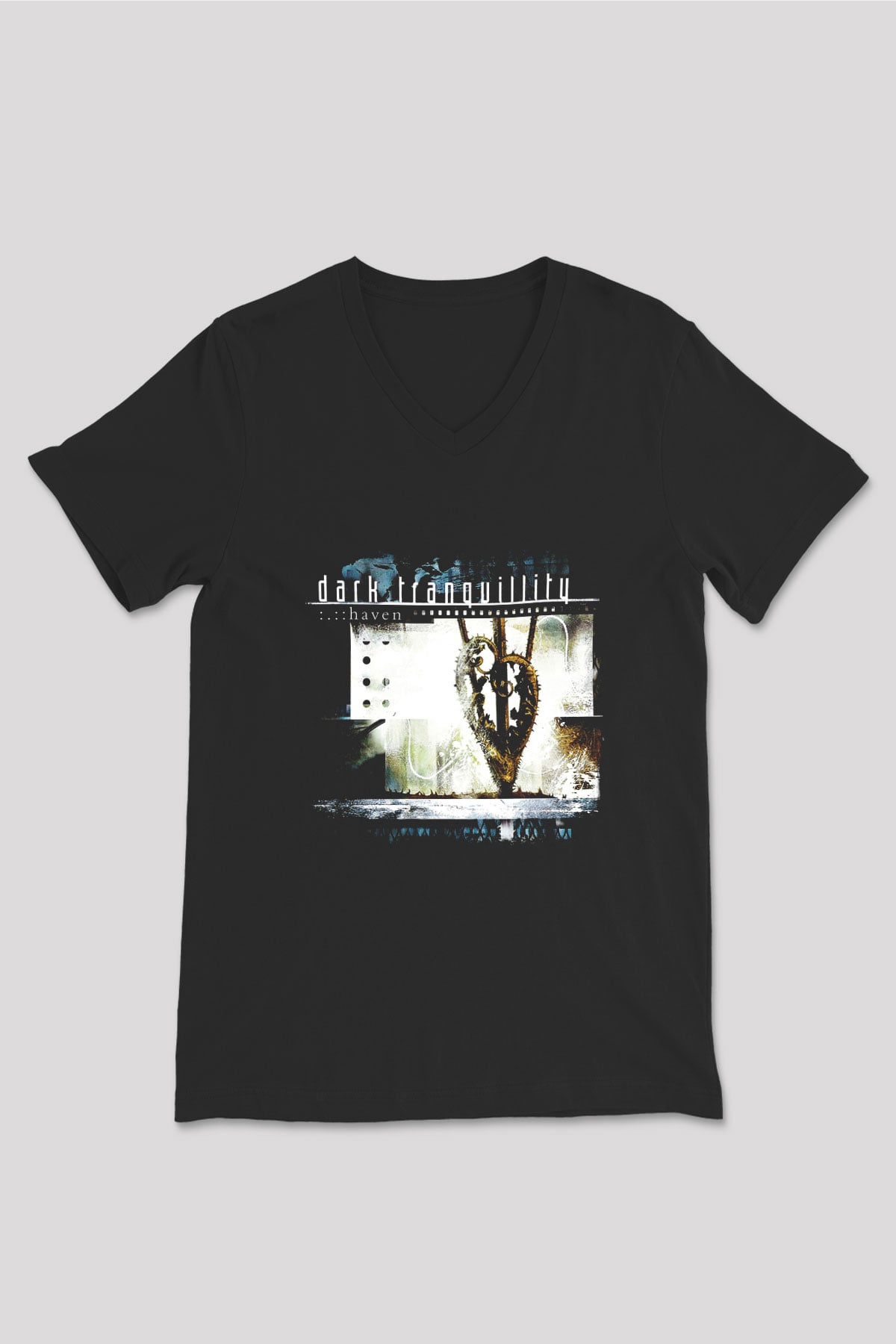 Dark Tranquillity Baskılı Unisex Siyah V Yaka Tişört