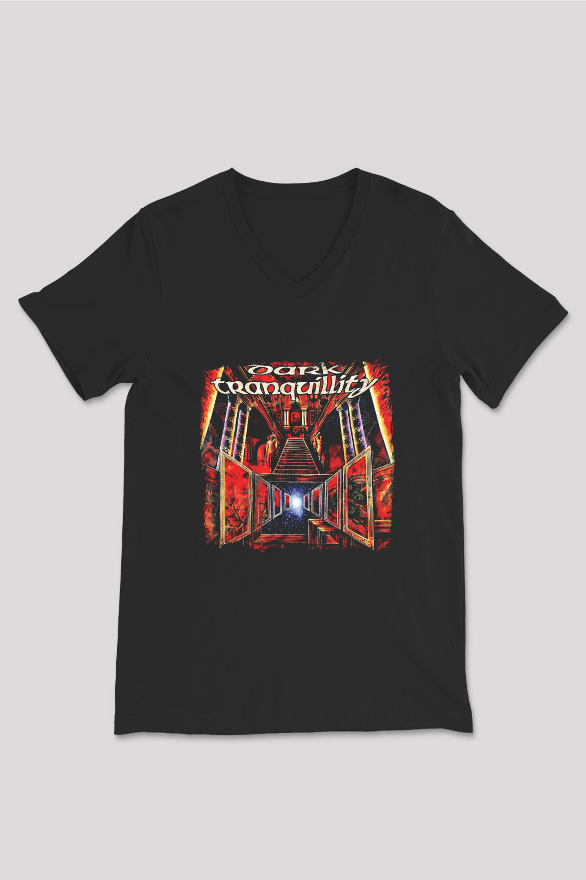 Dark Tranquillity Baskılı Unisex Siyah V Yaka Tişört