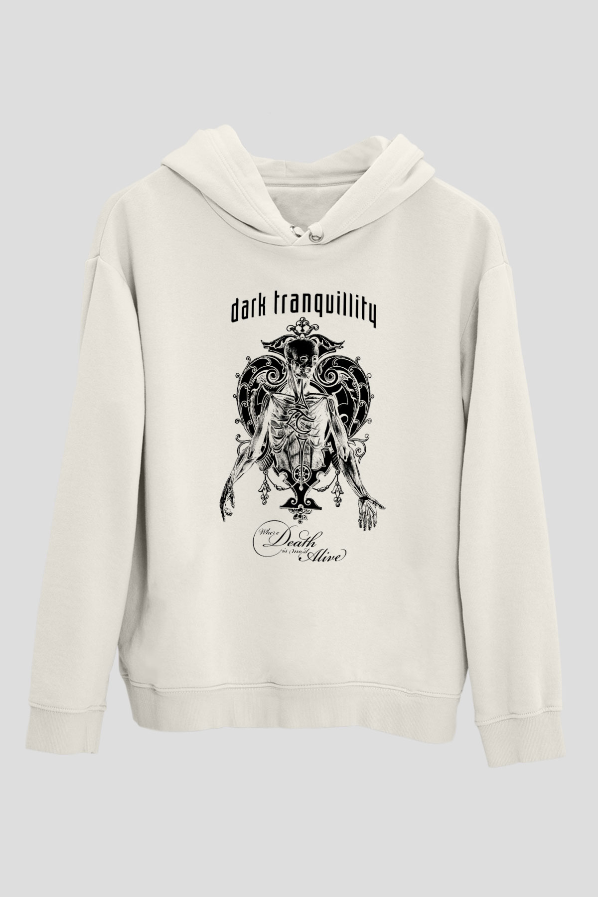 Dark Tranquillity Beyaz Unisex Kapşonlu Sweatshirt