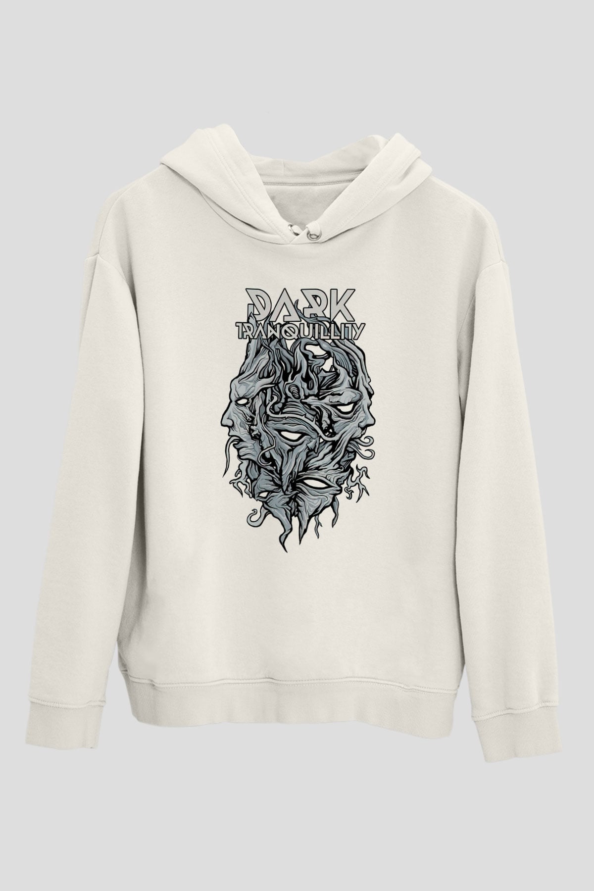 Dark Tranquillity Beyaz Unisex Kapüşonlu Sweatshirt
