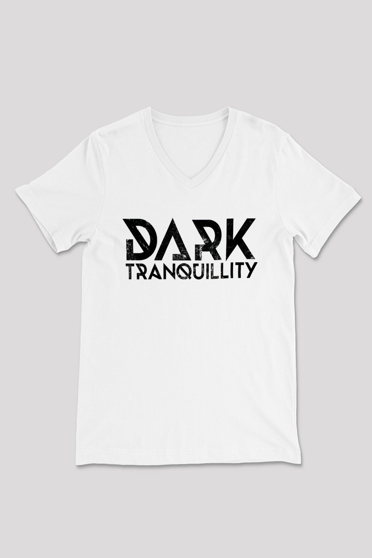 Dark Tranquillity Beyaz Unisex V Yaka Tişört T-Shirt