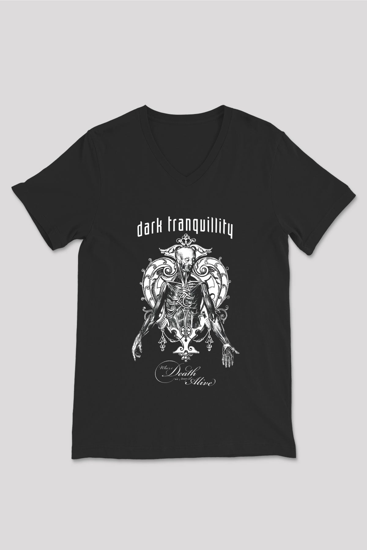 Dark Tranquillity Siyah Unisex V Yaka Tişört T-Shirt