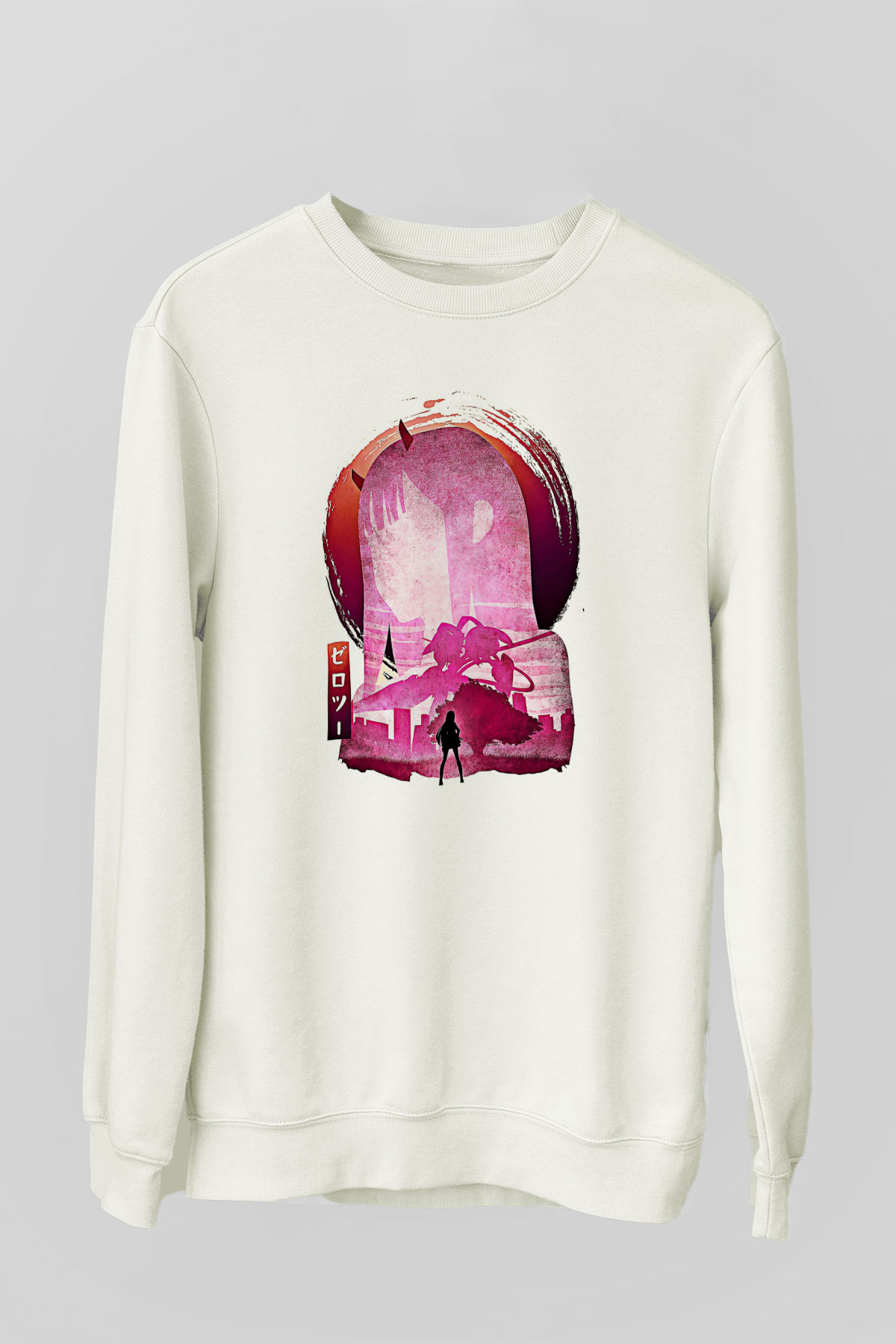 Darling İn The Franxx Baskılı Beyaz Unisex Sweatshirt
