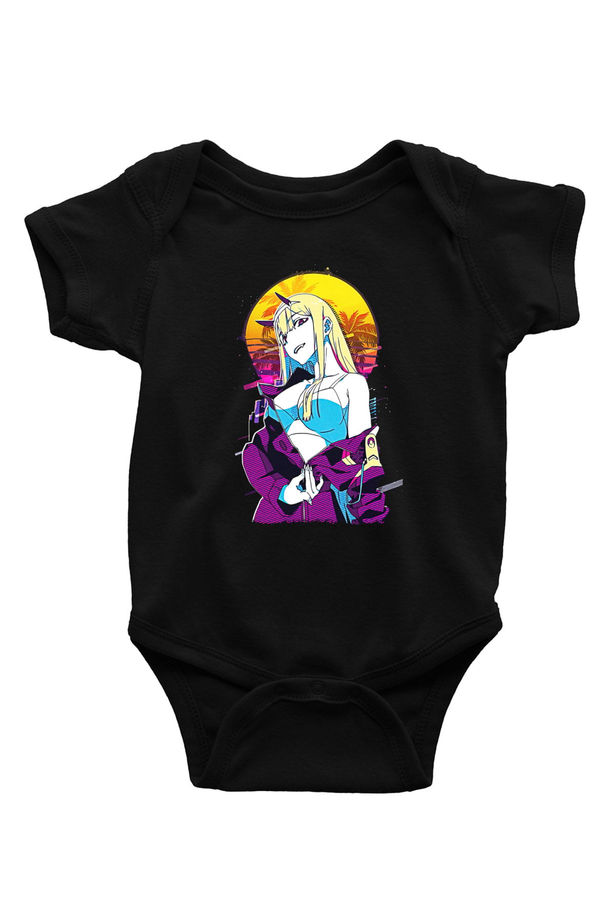 Darling İn The Franxx Baskılı Unisex Siyah Bebek Body - Zıbın