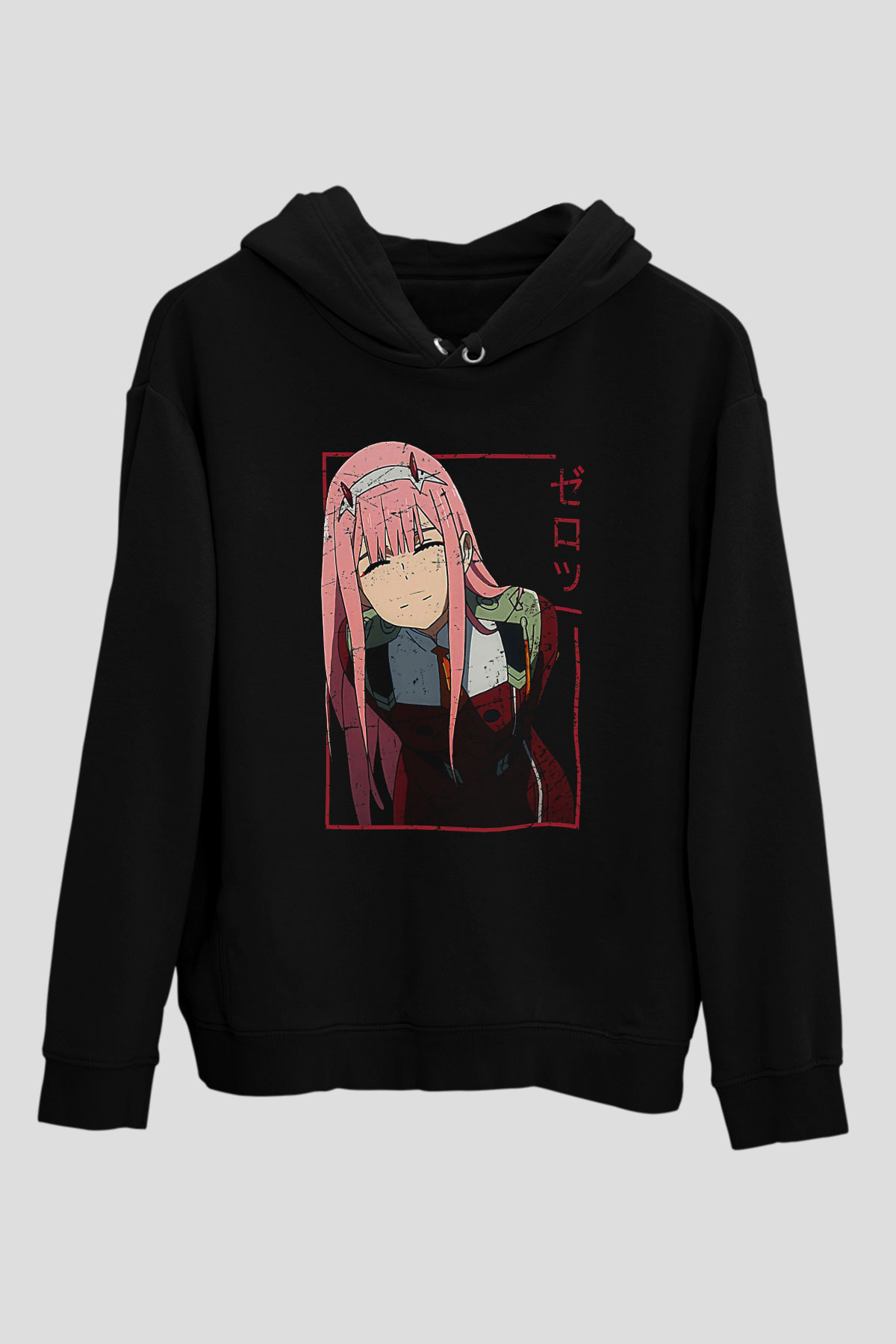 Darling İn The Franxx Baskılı Unisex Siyah Hoodie