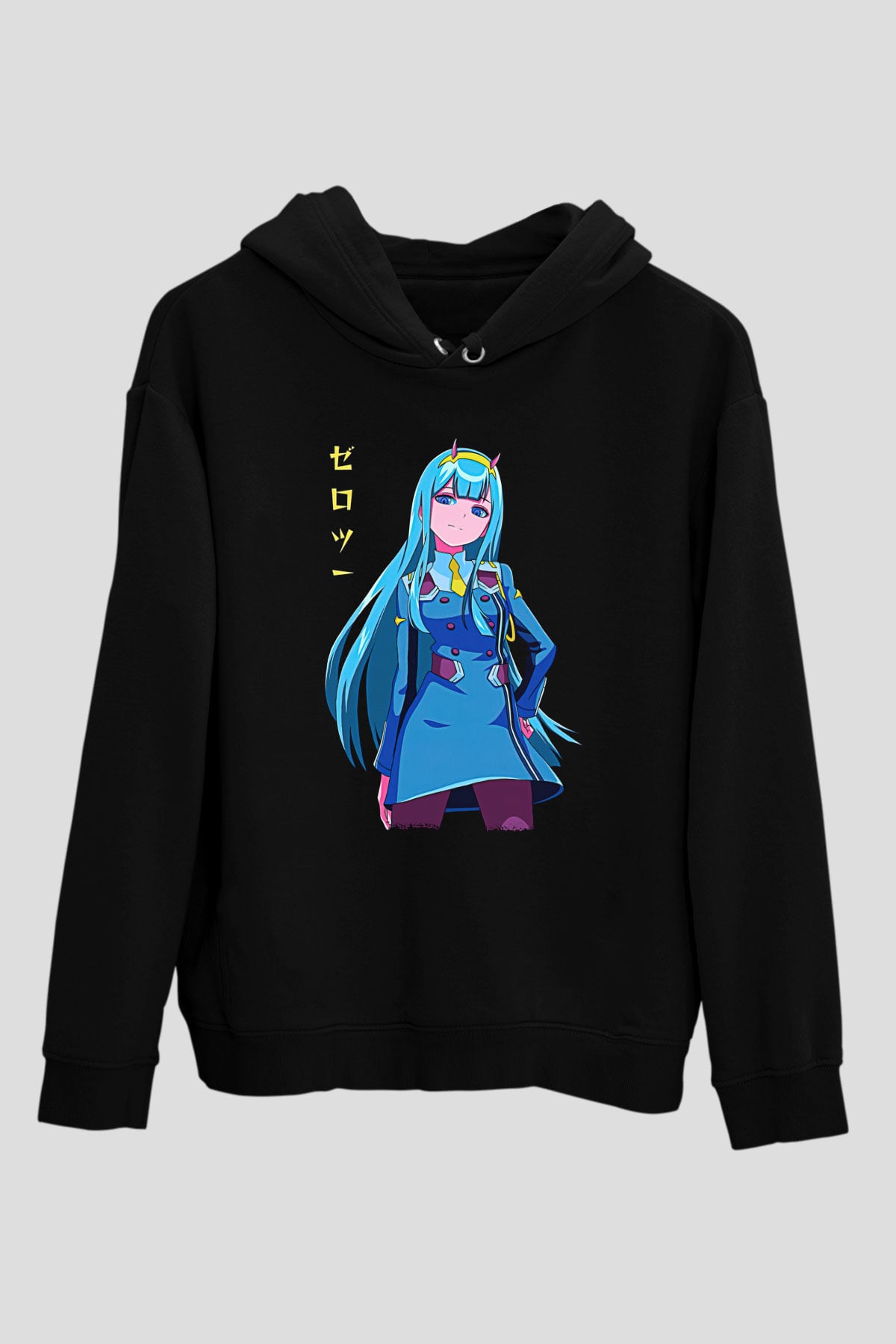 Darling İn The Franxx Baskılı Unisex Siyah Hoodie
