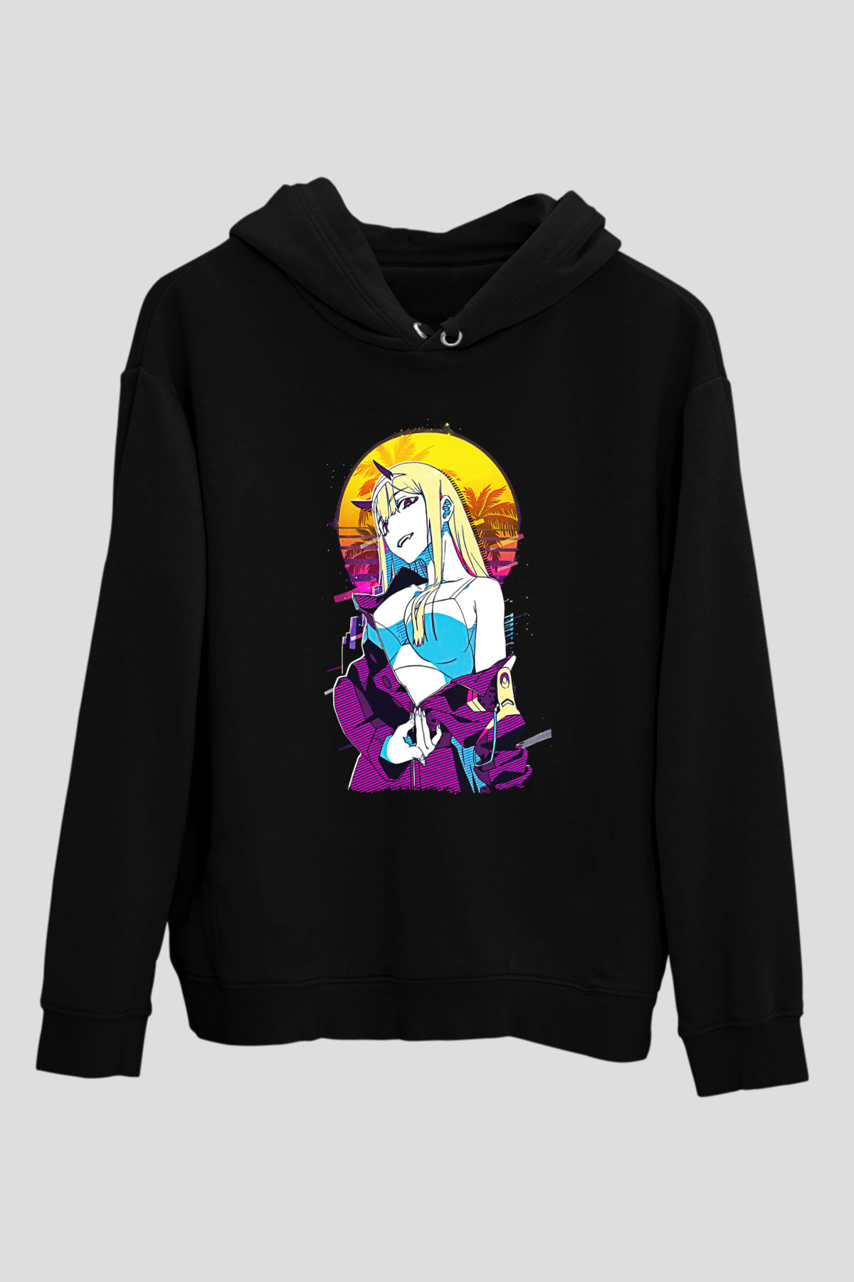Darling İn The Franxx Baskılı Unisex Siyah Hoodie