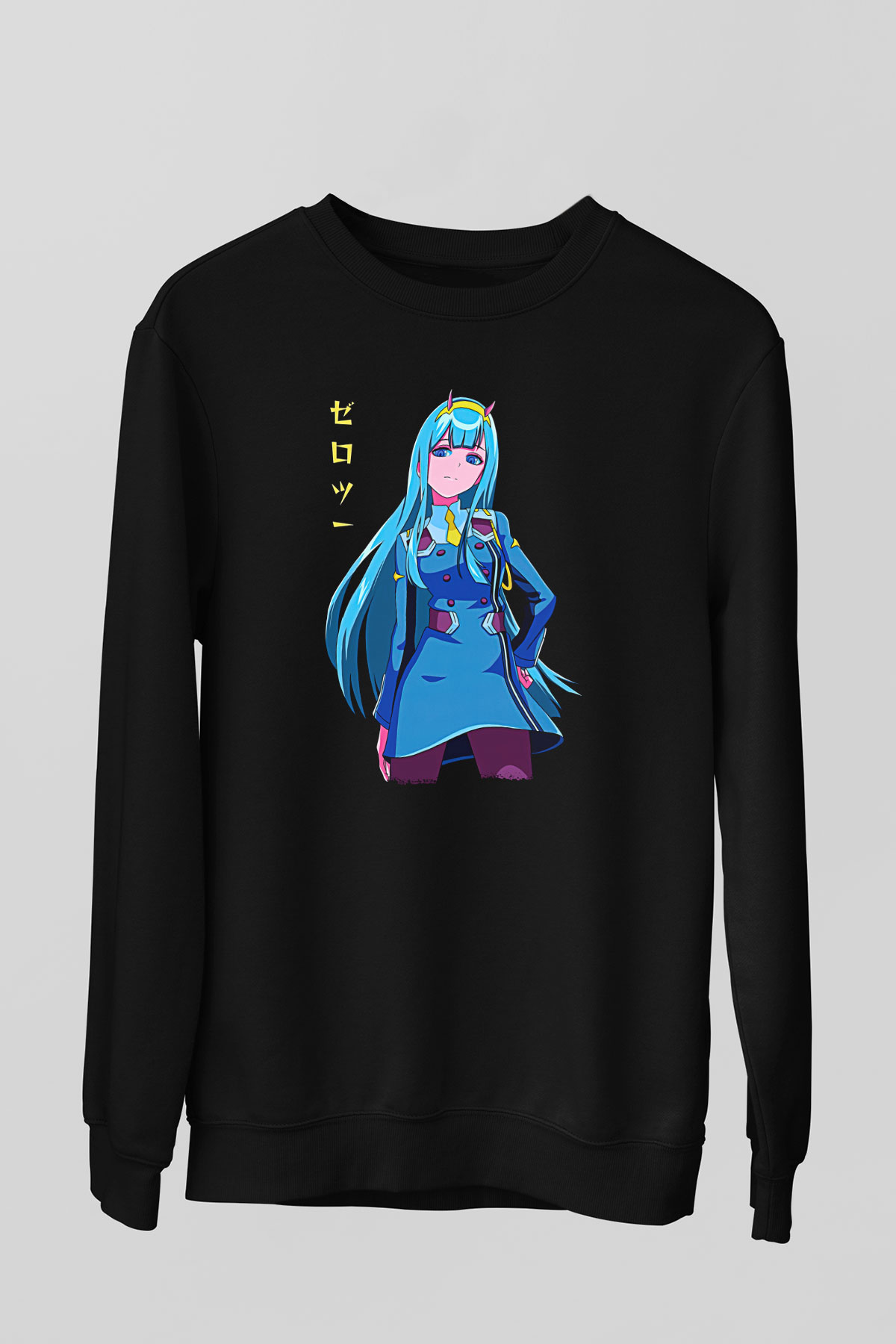 Darling İn The Franxx Baskılı Unisex Siyah Sweatshirt