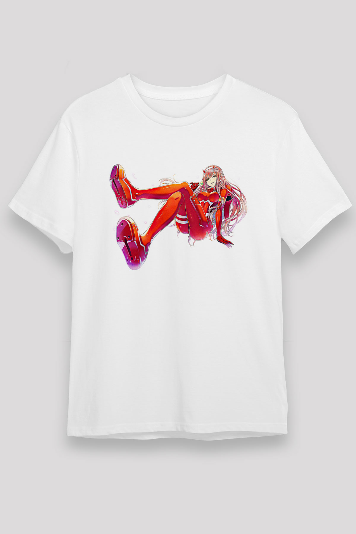 Darling İn The Franxx Unisex Baskılı Beyaz Tişört - Tshirt