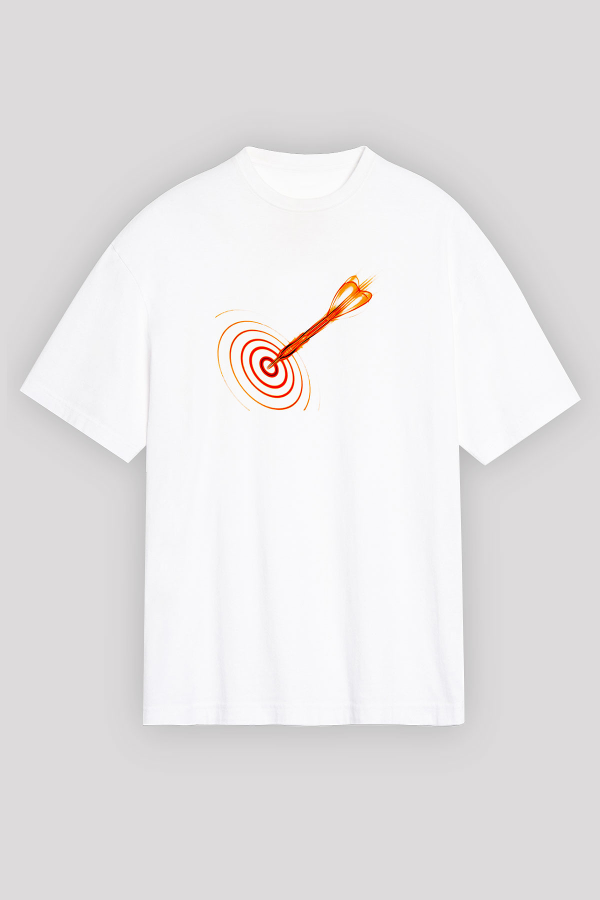 Dart Baskılı Unisex Beyaz Oversize Tişört - Tshirt