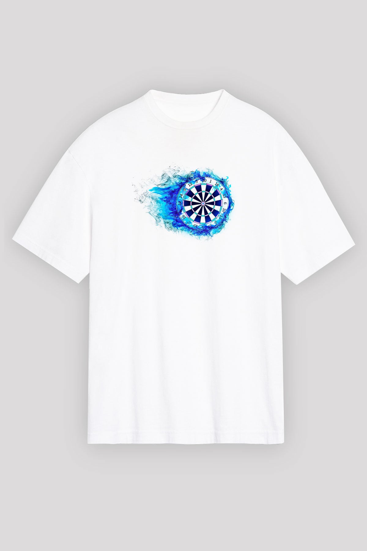 Dart Baskılı Unisex Beyaz Oversize Tişört - Tshirt
