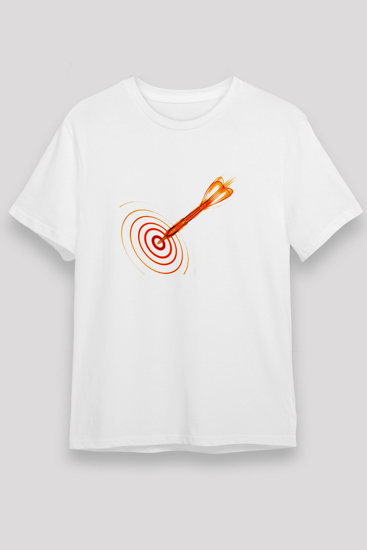 Dart Baskılı Unisex Beyaz Tişört - Tshirt