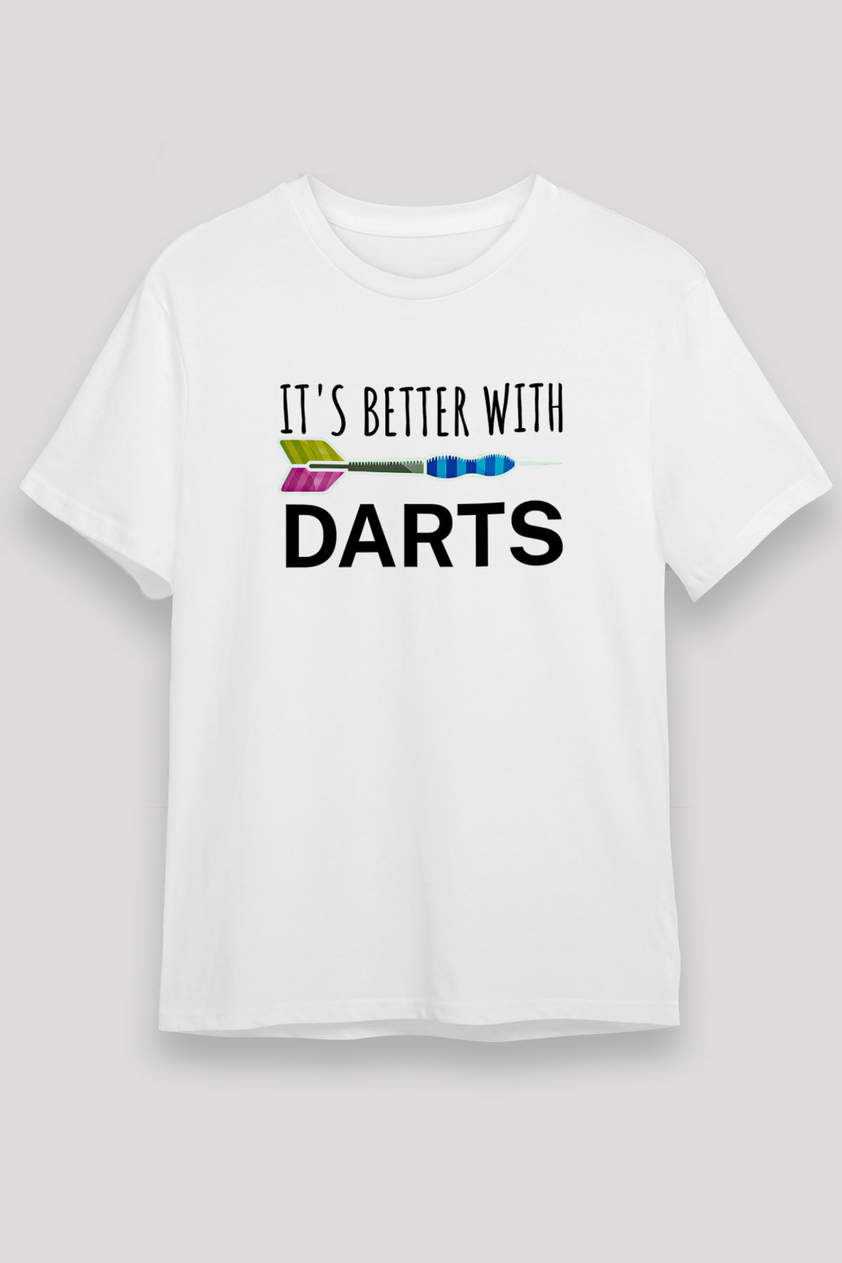 Dart Baskılı Unisex Beyaz Tişört - Tshirt