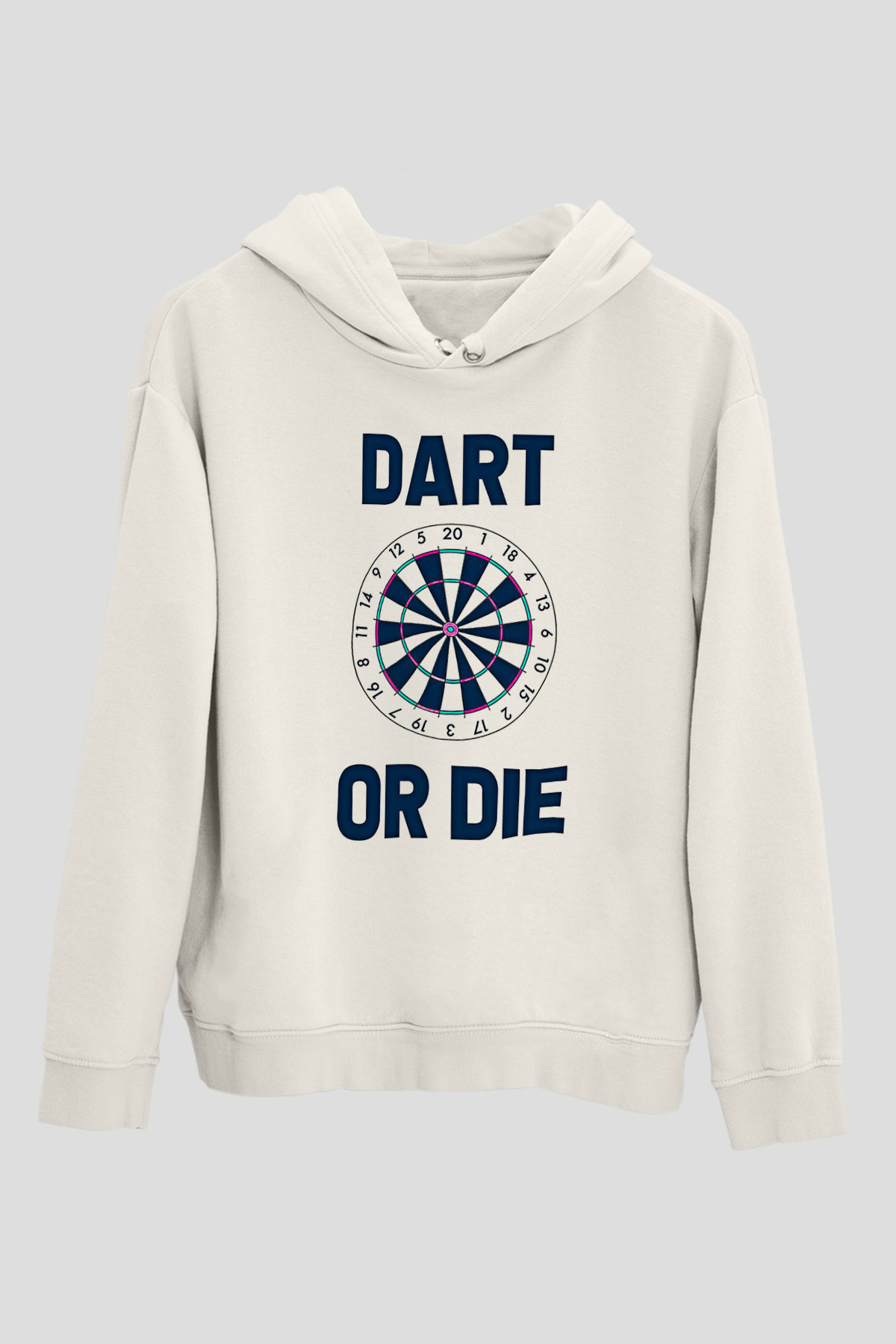 Dart Baskılı Unisex Ekru Hoodie