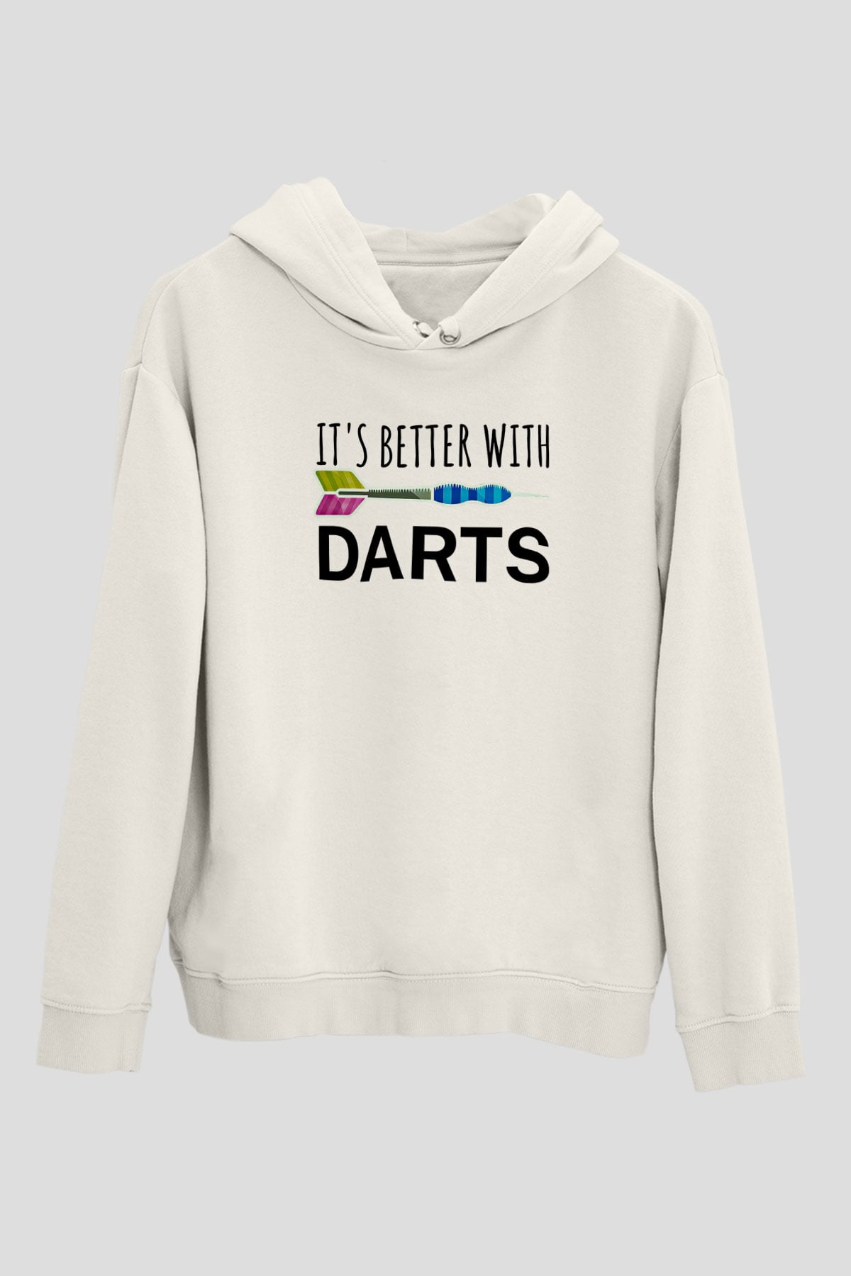 Dart Baskılı Unisex Ekru Hoodie