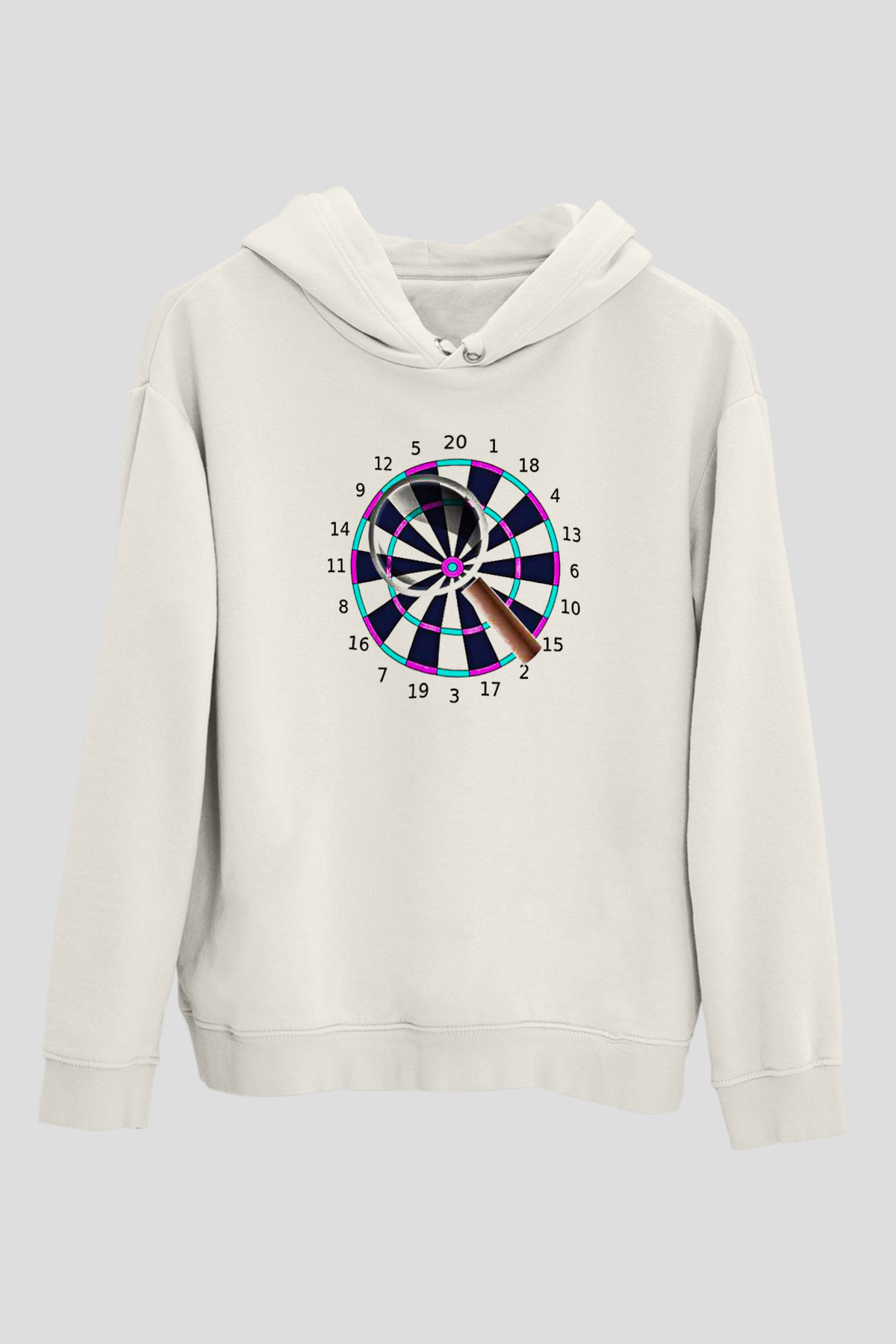 Dart Baskılı Unisex Ekru Hoodie