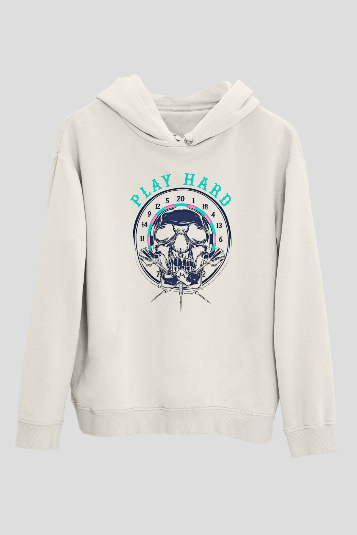 Dart Baskılı Unisex Ekru Hoodie