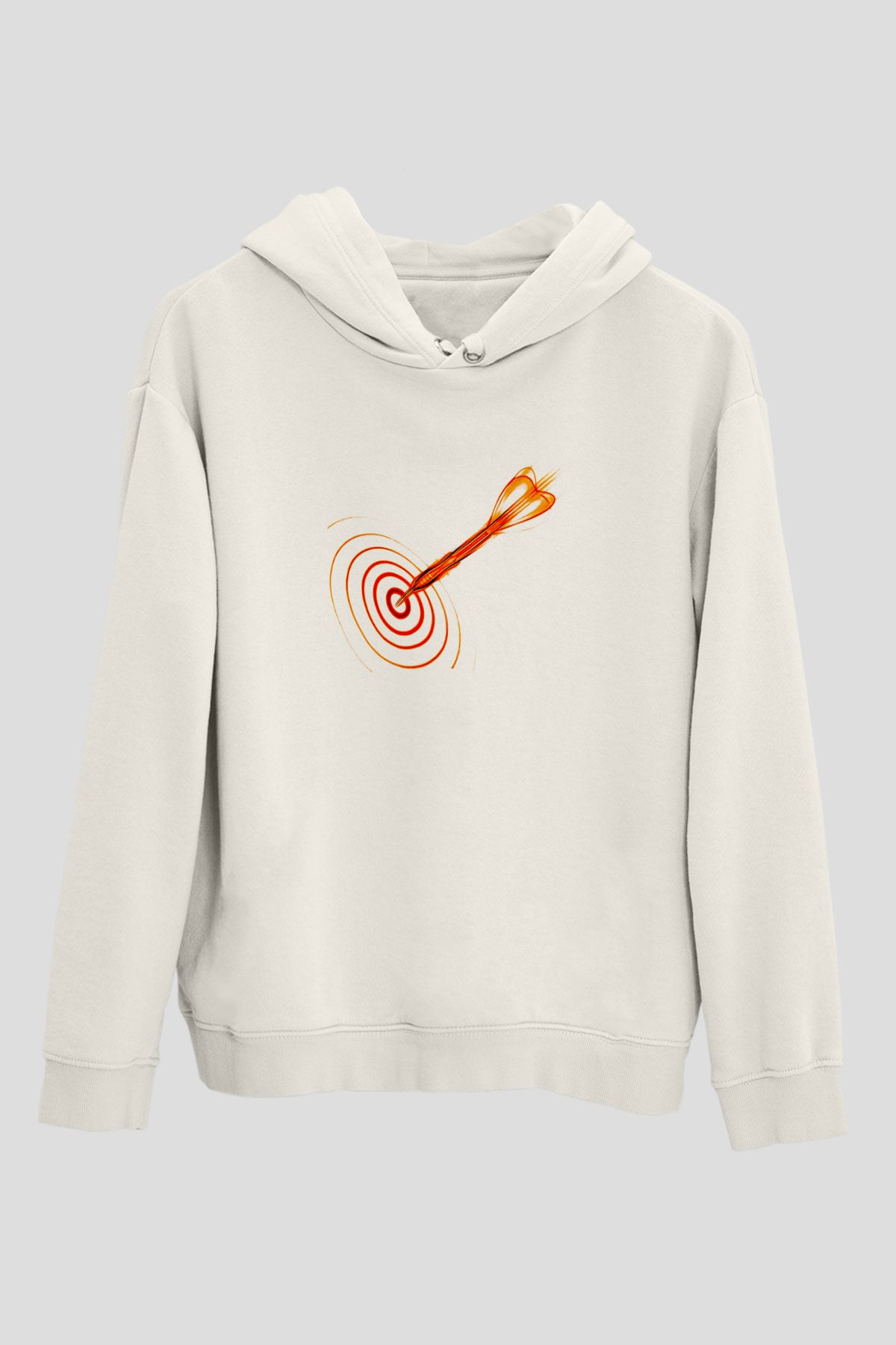 Dart Baskılı Unisex Ekru Hoodie