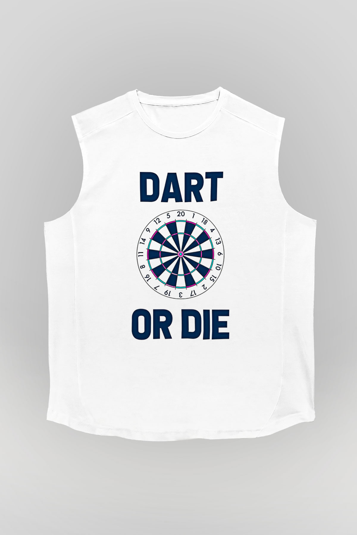 Dart Baskılı Unisex Kolsuz Beyaz Tişört