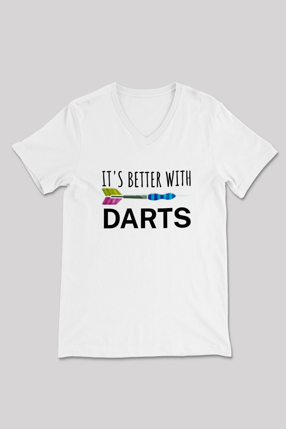 Dart Baskılı Unisex V Yaka Tişört - Tshirt