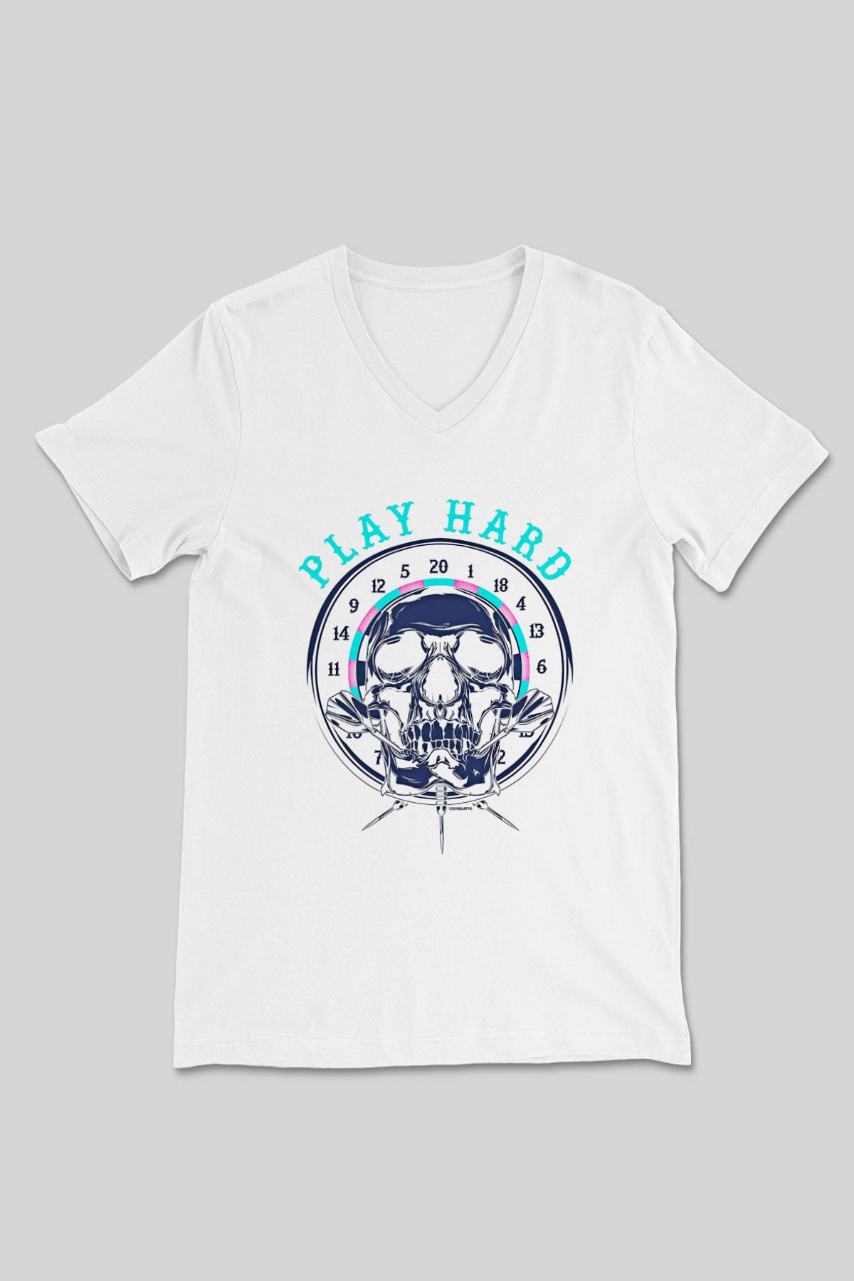 Dart Baskılı Unisex V Yaka Tişört - Tshirt