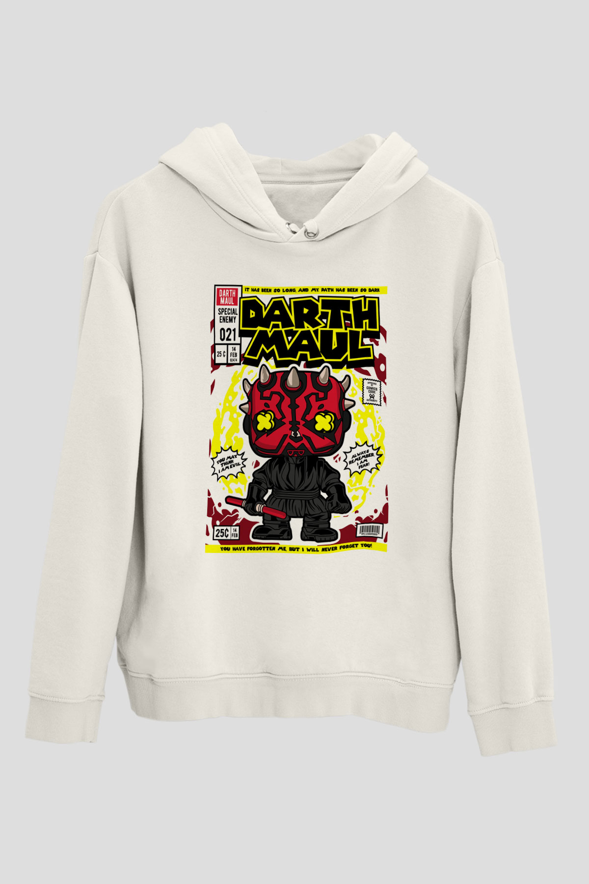 Darth Maul Baskılı Unisex Beyaz Hoodie