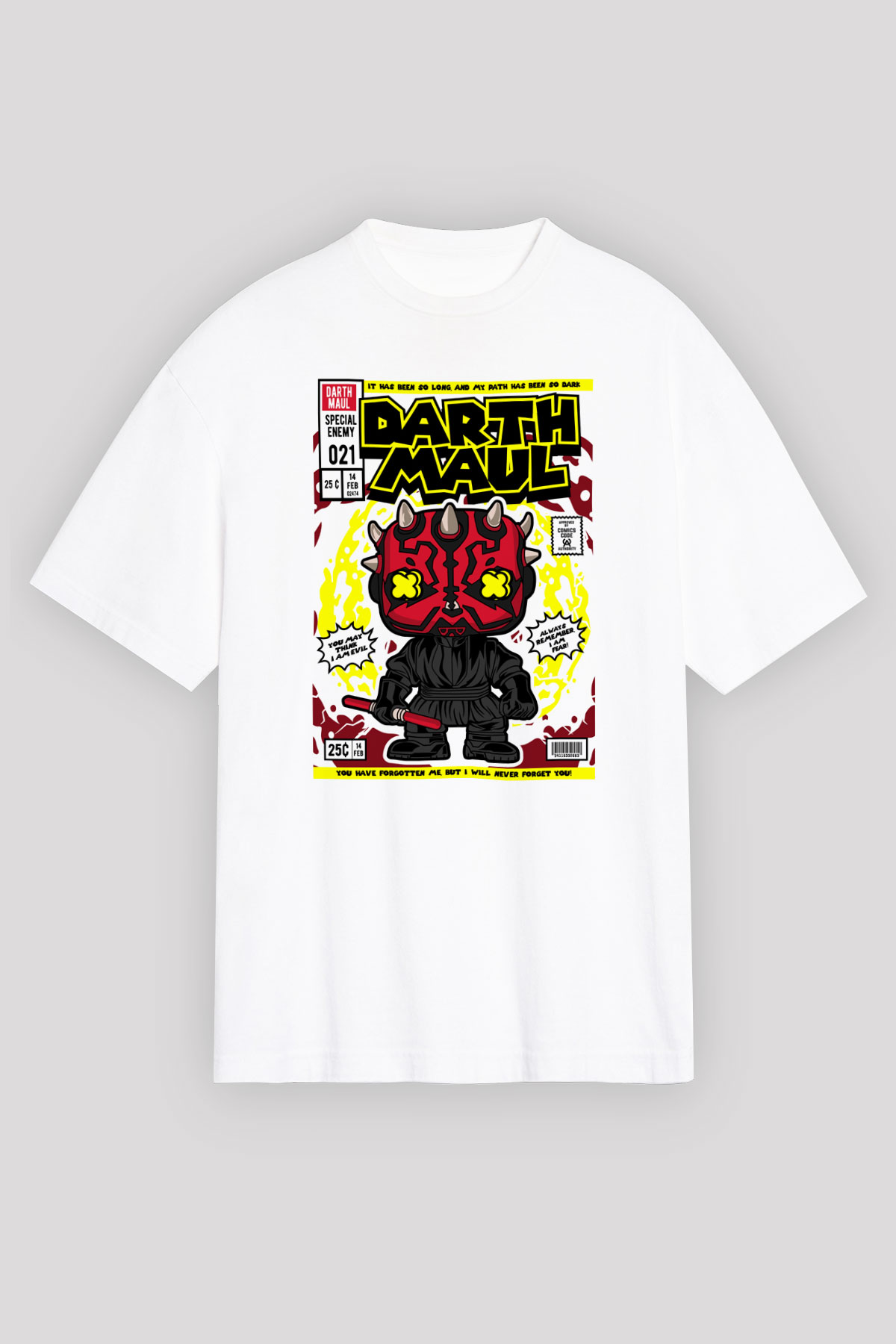 Darth Maul Baskılı Unisex Beyaz Oversize Tişört