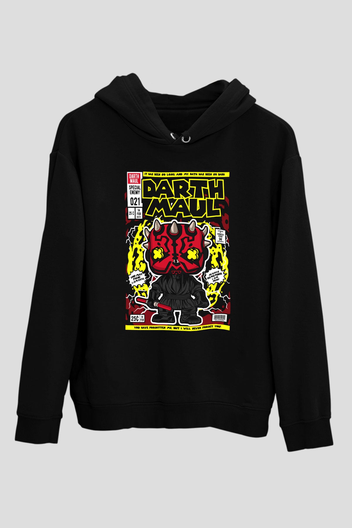 Darth Maul Baskılı Unisex Siyah Hoodie
