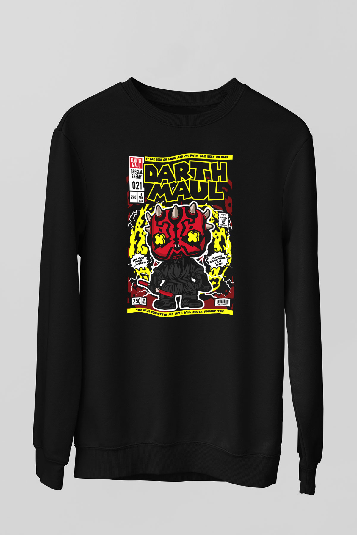 Darth Maul Baskılı Unisex Siyah Sweatshirt